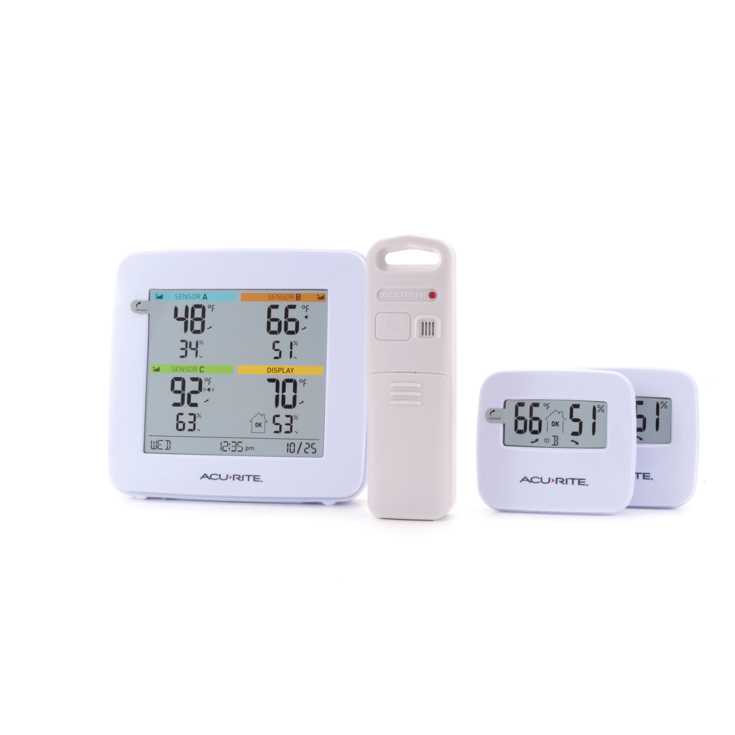 AcuRite 01094M Temperature & Humidity Station with 3 Indoor/Outdoor  Sensors, White