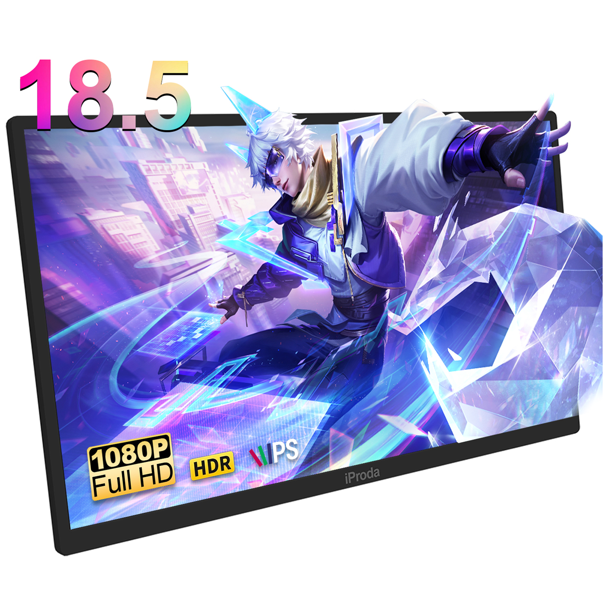 thumbnail video image 2 of Iproda Portable Monitor 120hz FHD 1080P 18.5 Inch Portable Monitor for Laptop PS5/4 Mac PC Second Screen, 2 of 8