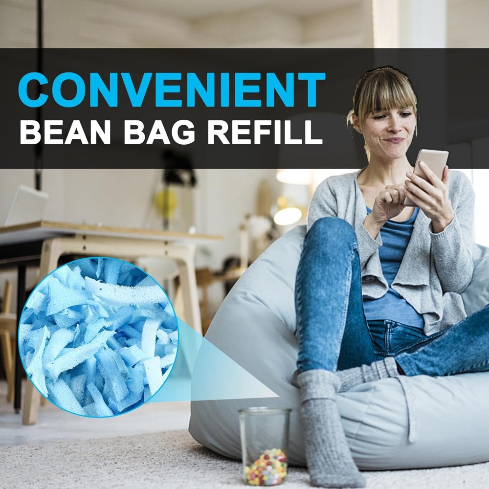 thumbnail video image 2 of Bean Bag Filler, Shredded Memory Foam Filling, Soft Pillow Stuffing Bean Bag Refill Foam for Couch, Cushion, Stuffed Animals, Dog Bed, Arts Crafts, 2 of 7