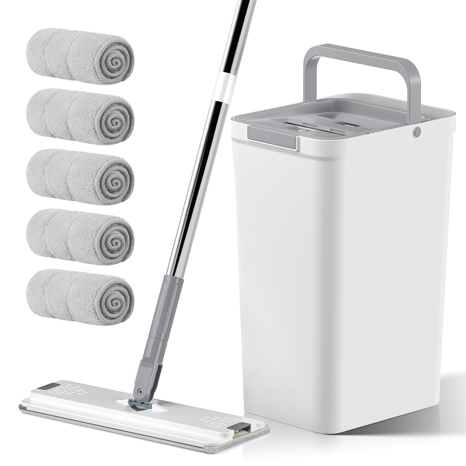 thumbnail video image 2 of GPED Mop and Bucket Set, Hands Free Flat Floor Mop and Bucket, 5 Microfiber Reusable Pads, Wet and Dry Use for Household Cleaning and Floor Windows Cleaning, 2 of 8