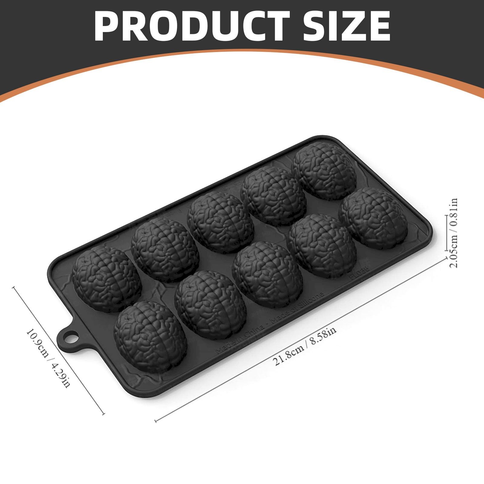 thumbnail video image 2 of Cake Pan Set,Brain Halloween Skeleton Brain Silicone 10 Cavity For Cake Cupcake Decorating Candy Jelly Brain Ice Dropping Candle Mould 1pc, 2 of 8