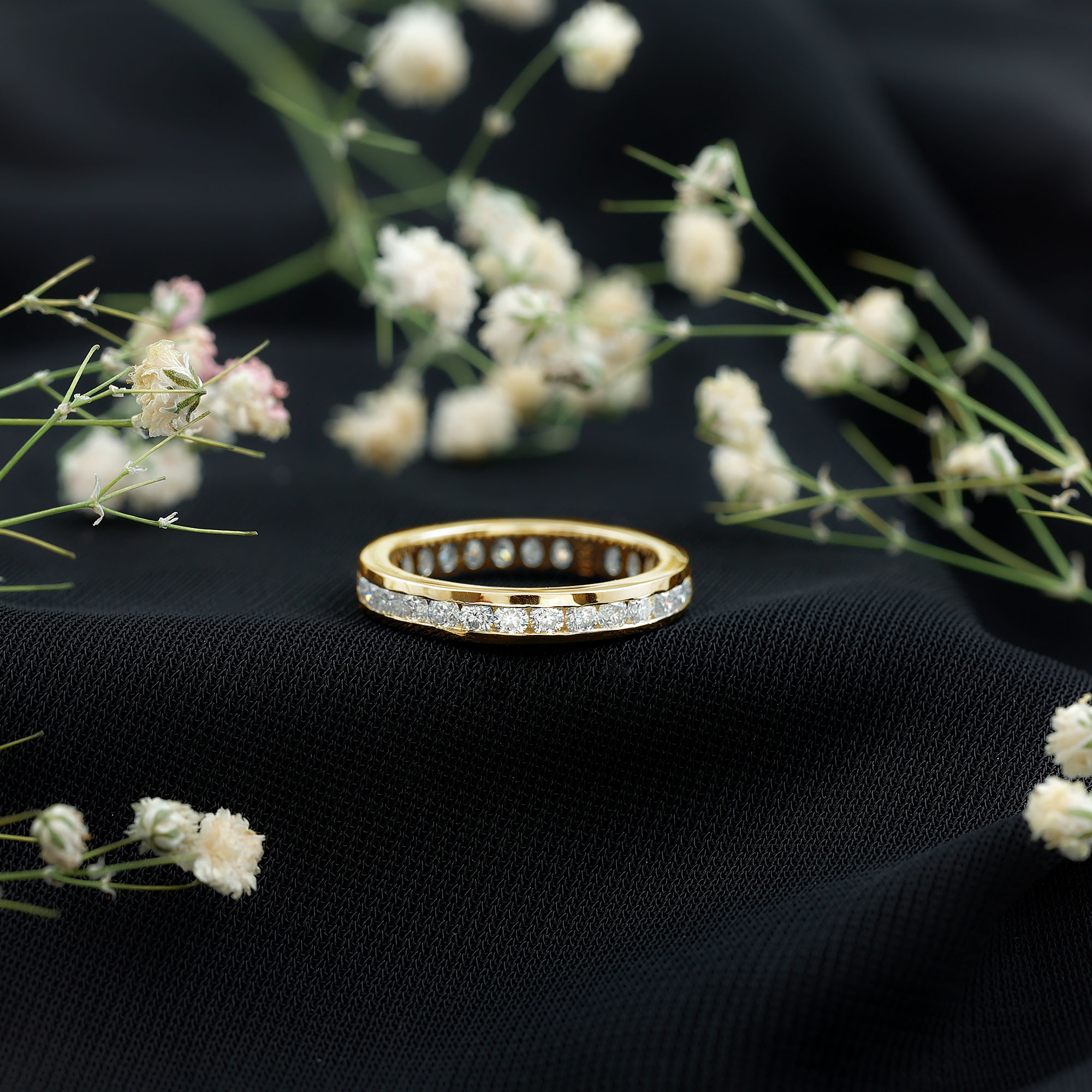 thumbnail video image 2 of Rosec Jewels Lab Grown Diamond Anniversary Band Ring - Channel Set Eternity Ring Full (EF-VS Quality), 925 Sterling Silver, US 4.00, 2 of 9