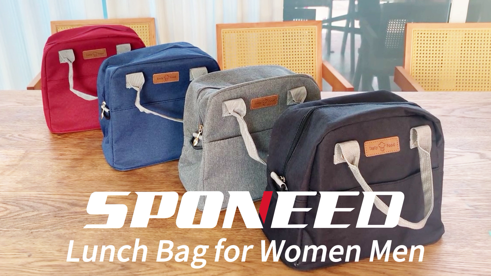 thumbnail video image 2 of Women Lunch Bags for Work Reusable Insulated Lunch Pals Adult Leak-Proof Hot and Cold Tote Bag Balck, 2 of 9