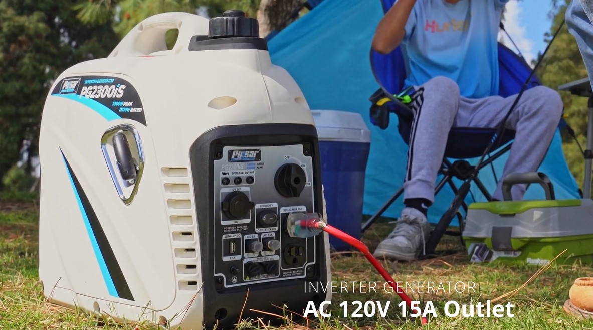 thumbnail video image 2 of Pulsar PG2300iS 2,300 Watt Portable Small Gas Powered Inverter Power Generator, 2 of 16