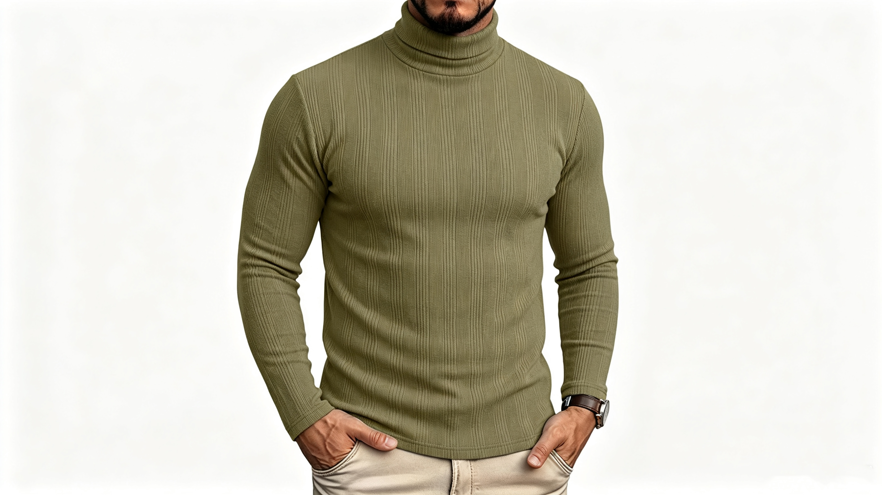 thumbnail video image 2 of PBFRDSJ Mens Turtleneck Slim Fit Sweater Casual Cable Ribbed Pullover Knitted Sweaters Lightweight Basic Stretch Tops, 2 of 7