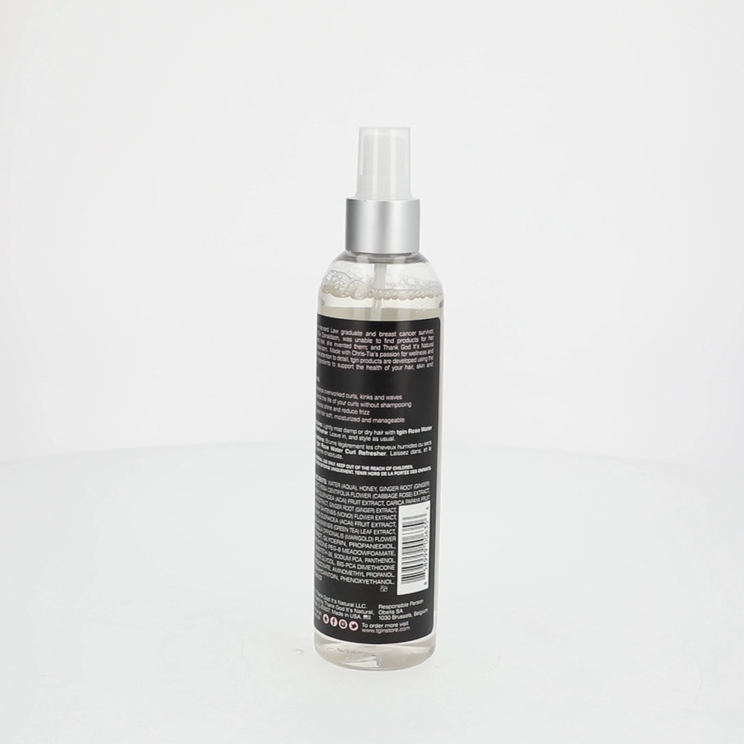 tgin Rose Water Hair Spray, Hydrating Curl Refresher with Acai