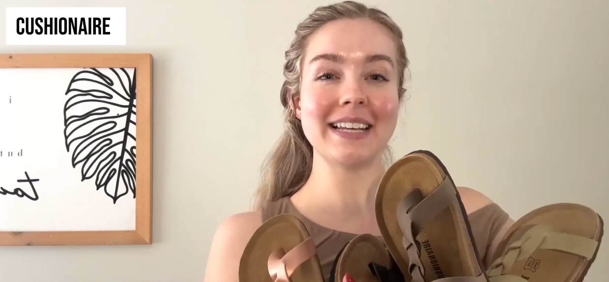 thumbnail video image 2 of Women's Cushionaire Libby Cork Footbed Sandal with +Comfort, 2 of 6