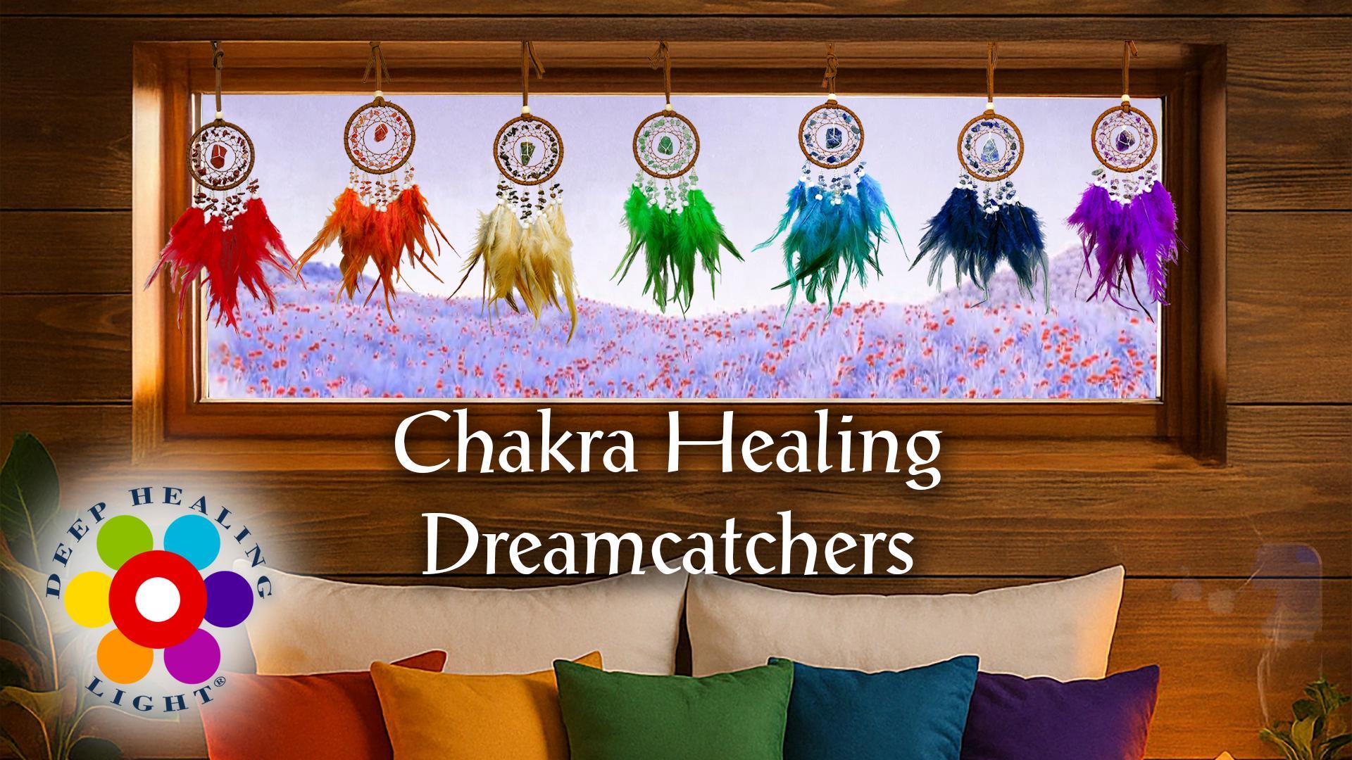 thumbnail video image 2 of Seven Colors - Chakra Healing Dreamcatchers in Red, Orange, Yellow, Green, Blue, Indigo, and Violet Feathers and Stones. Provides Protection in Bedrooms, Meditation Spaces, 2 of 7