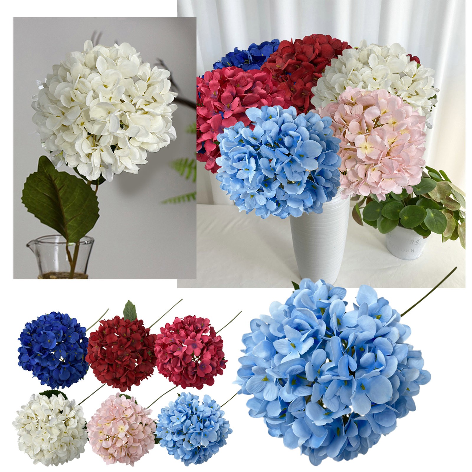 thumbnail video image 2 of Clearance Artificial flowers under $5,Hydrangeas Artificial Flowers Bouquet Decoration Bridal Wedding Flower Real Latex Home, 2 of 5