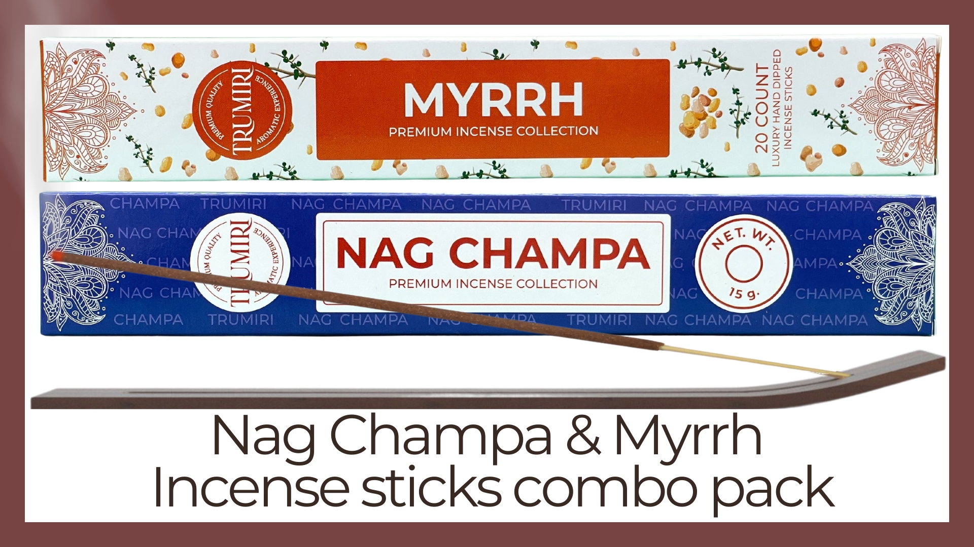 thumbnail video image 2 of Trumiri Incense Sticks - Combo Pack of 35 Insence-Sticks - 15 Nag Champa + 20 Myrrh - Insenses - Insents - Incents - Inscense - Incence - Incienso - All Natural Incense Sticks, 2 of 10