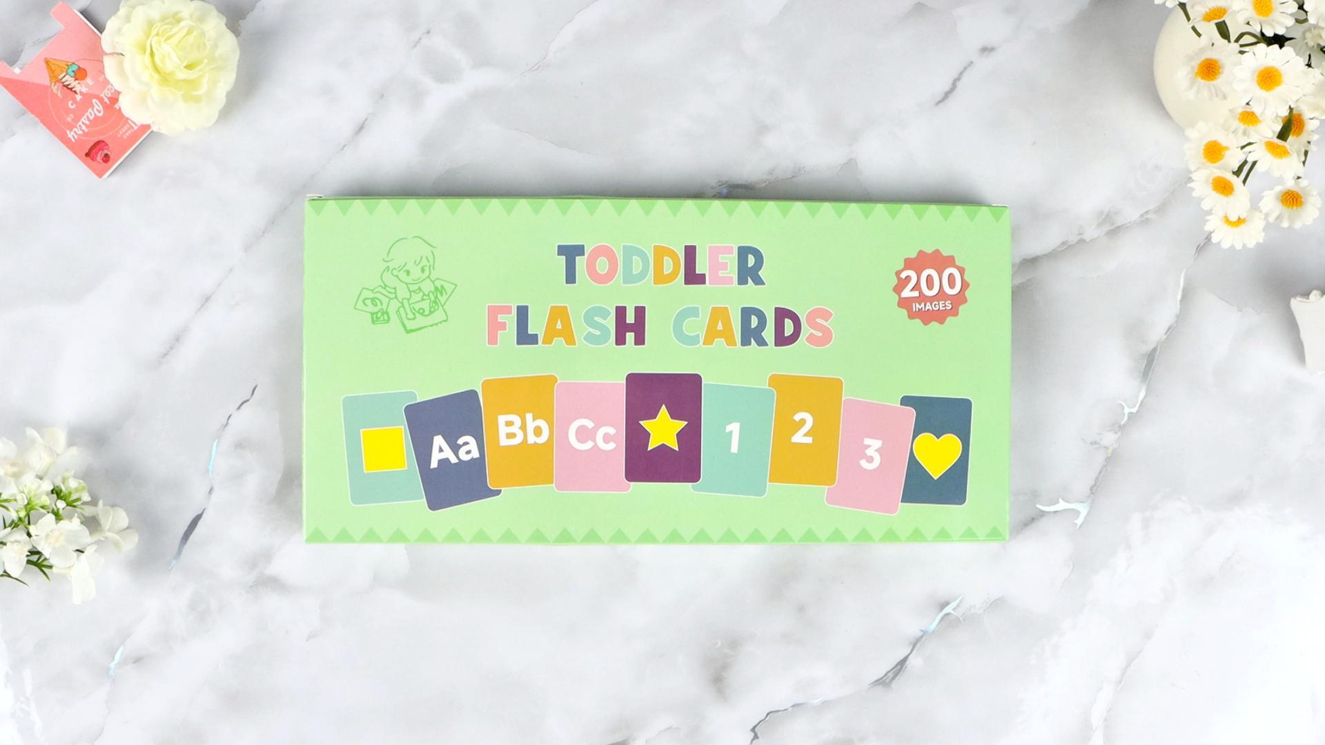 thumbnail video image 2 of Sinekong Flash Cards for Toddlers 1-3, Alphabet ABC Flash Cards Preschool Educational Toddler Learning Activities, 100 Double-Sided Cards, 2 of 10