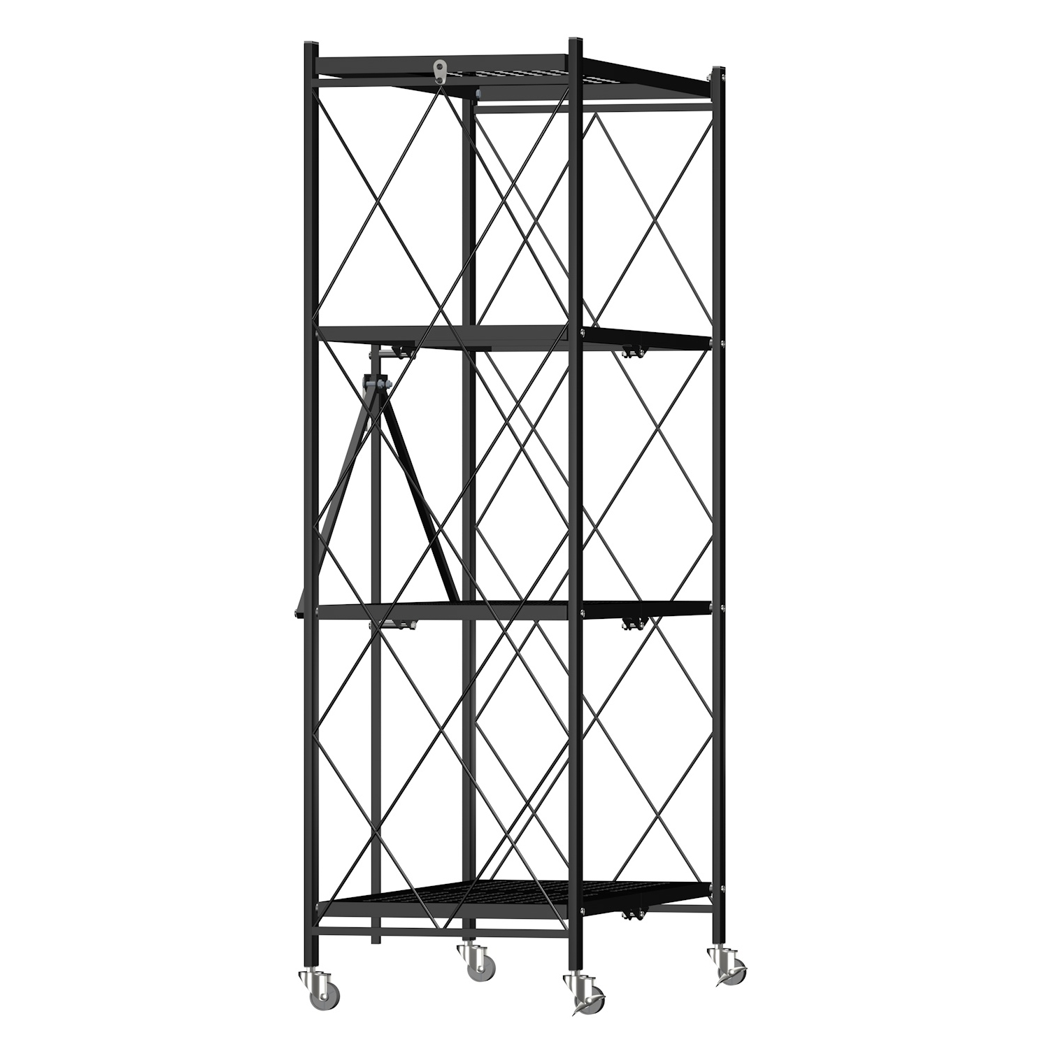 COOKCOK 4-Tier Storage Shelving Unit, Metal Shelf, Foldable Storage Shelf  with Wheels, 27.9x13.4x49.72 Garage Shelf, Metal Storage Rack, Kitchen