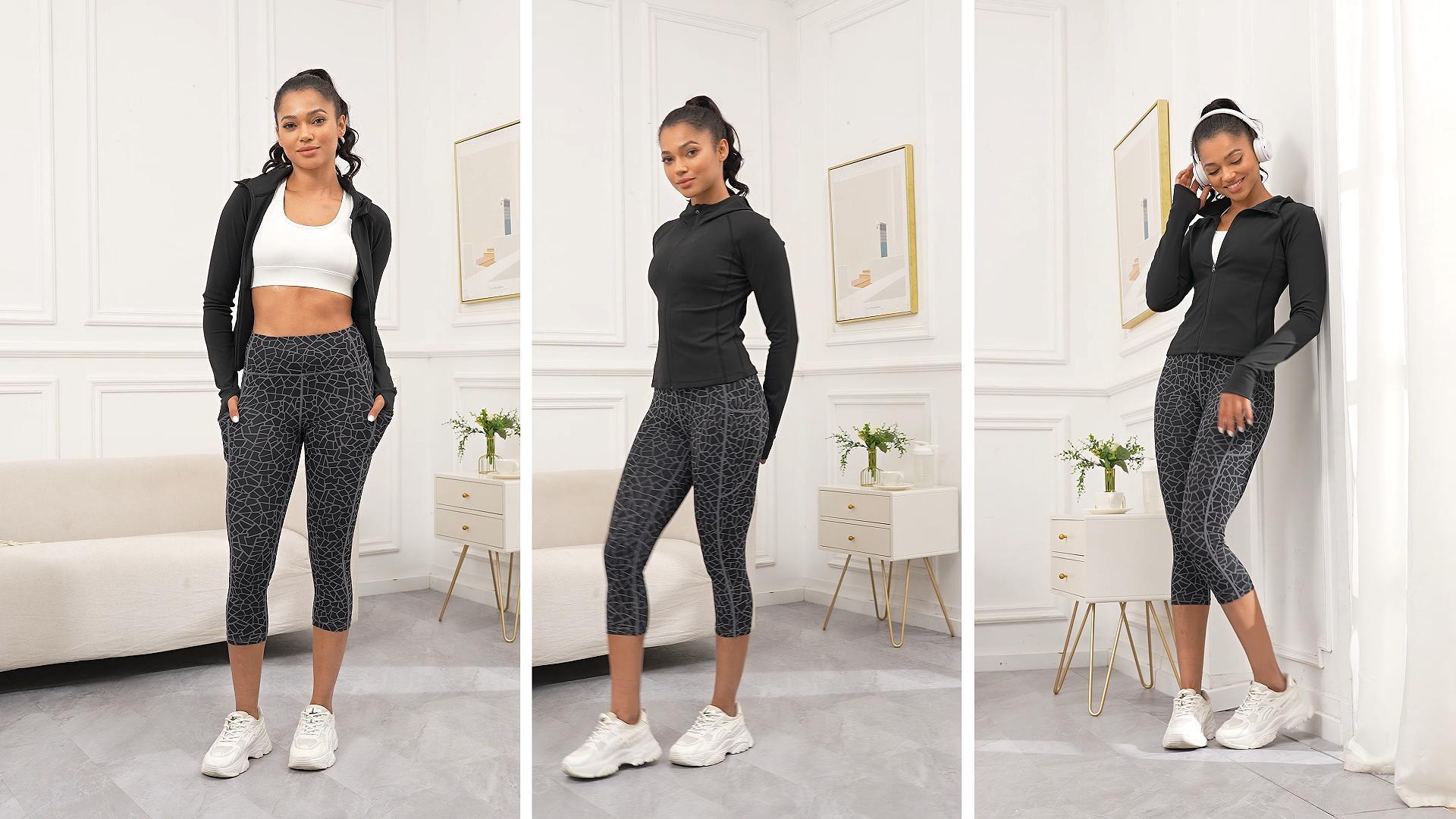 thumbnail video image 2 of NELEUS Womens Yoga Leggings Capri for Workout High Waist Tie-Dye Printed with Two Pockets,Heart Print,US Size S, 2 of 5