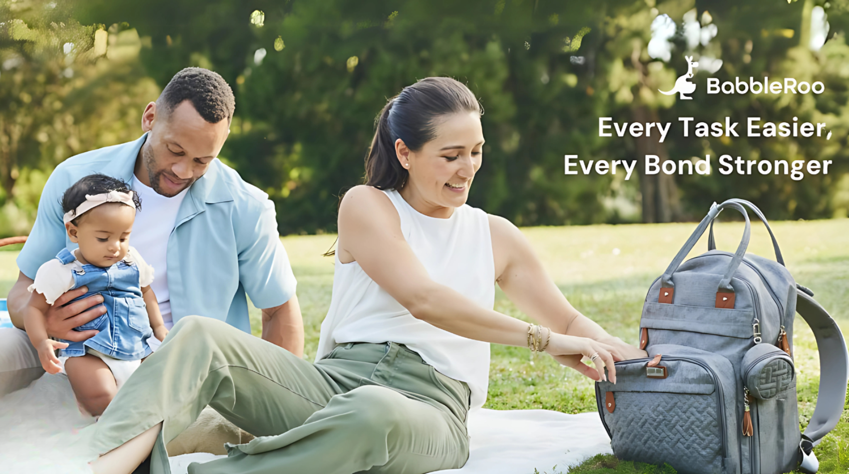 thumbnail video image 2 of BabbleRoo Diaper Bag Backpack, Waterproof Travel Bag with Changing Pad, Original Baby Bag, Light Brown, 2 of 10