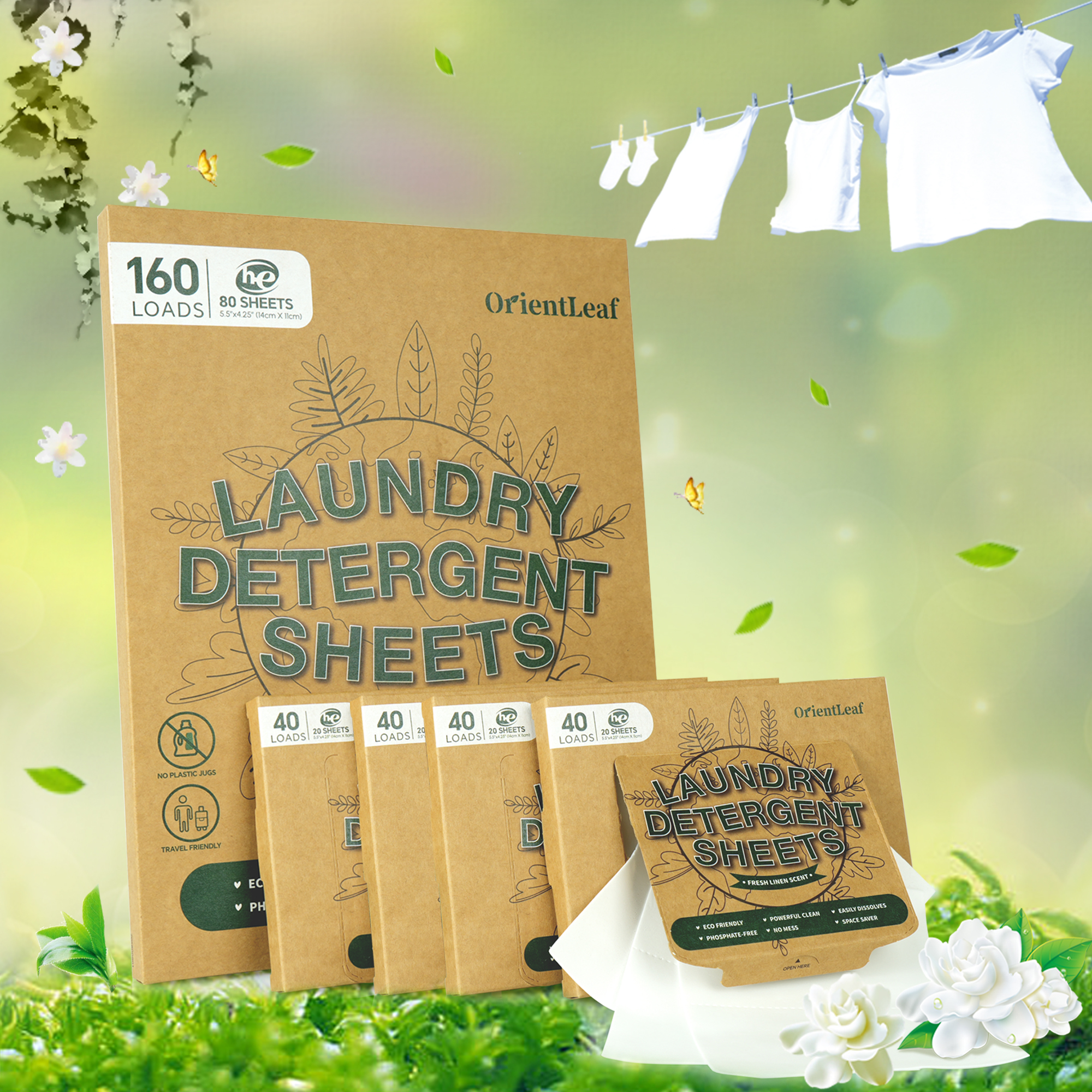 thumbnail video image 2 of OrientLeaf Laundry Detergent Sheets Fresh Linen Scent, 160 Loads Plastic-Free Ultra Concentrated Laundry Detergent for Home Travel Use, Eco-Firendly, No Plastic Jugs, 2 of 9