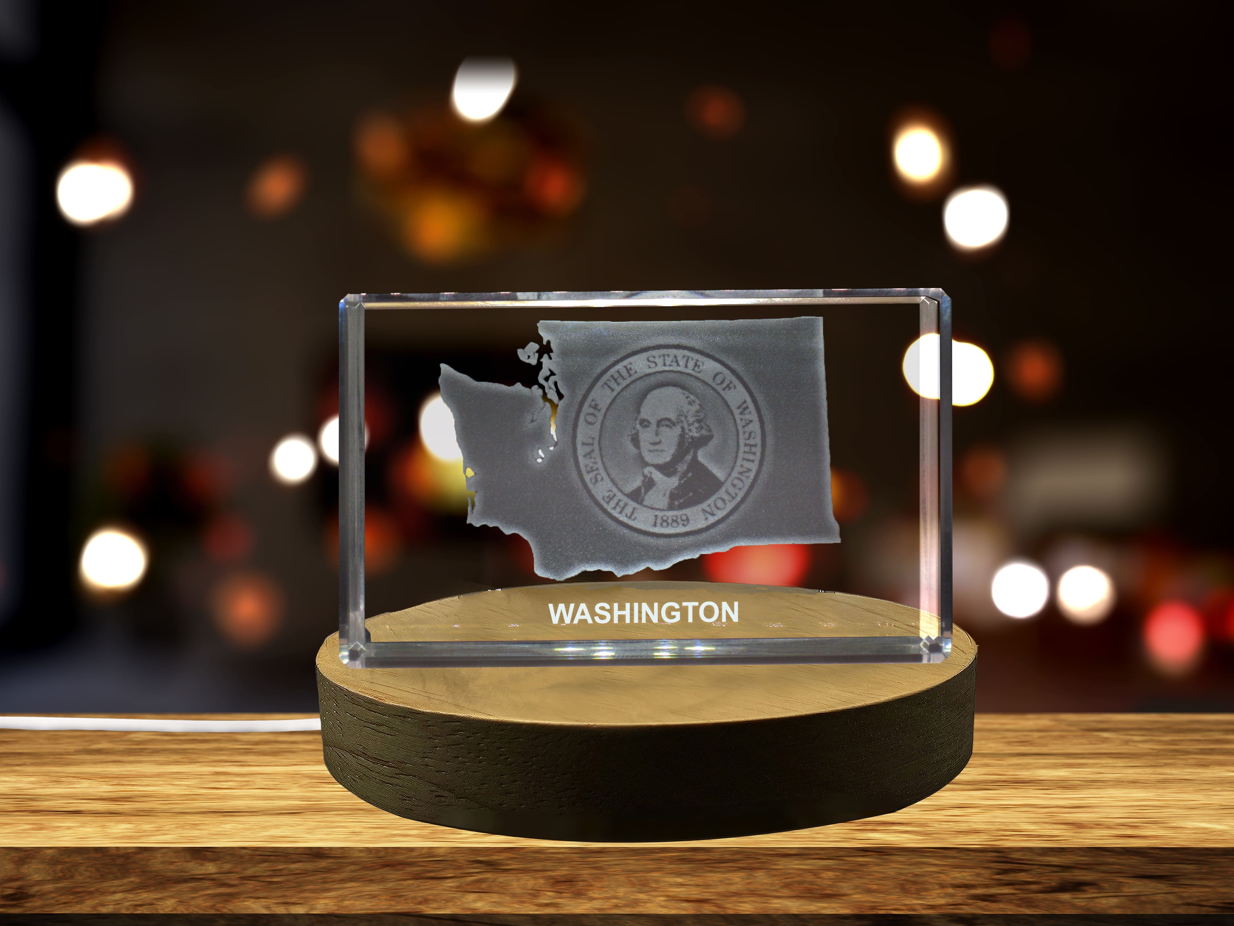 thumbnail video image 2 of Washington State 3D Engraved Crystal 3D Engraved Crystal Keepsake/Gift/Decor/Collectible/Souvenir, 2 of 7