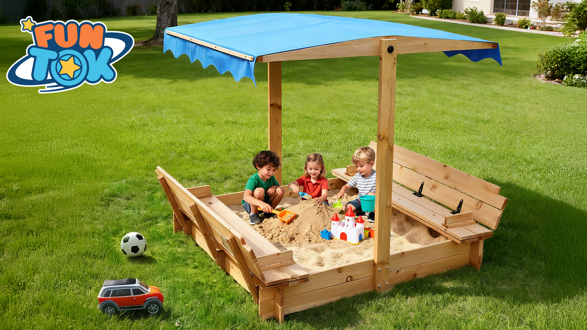 FUNTOK Wooden Sandbox, 48x48