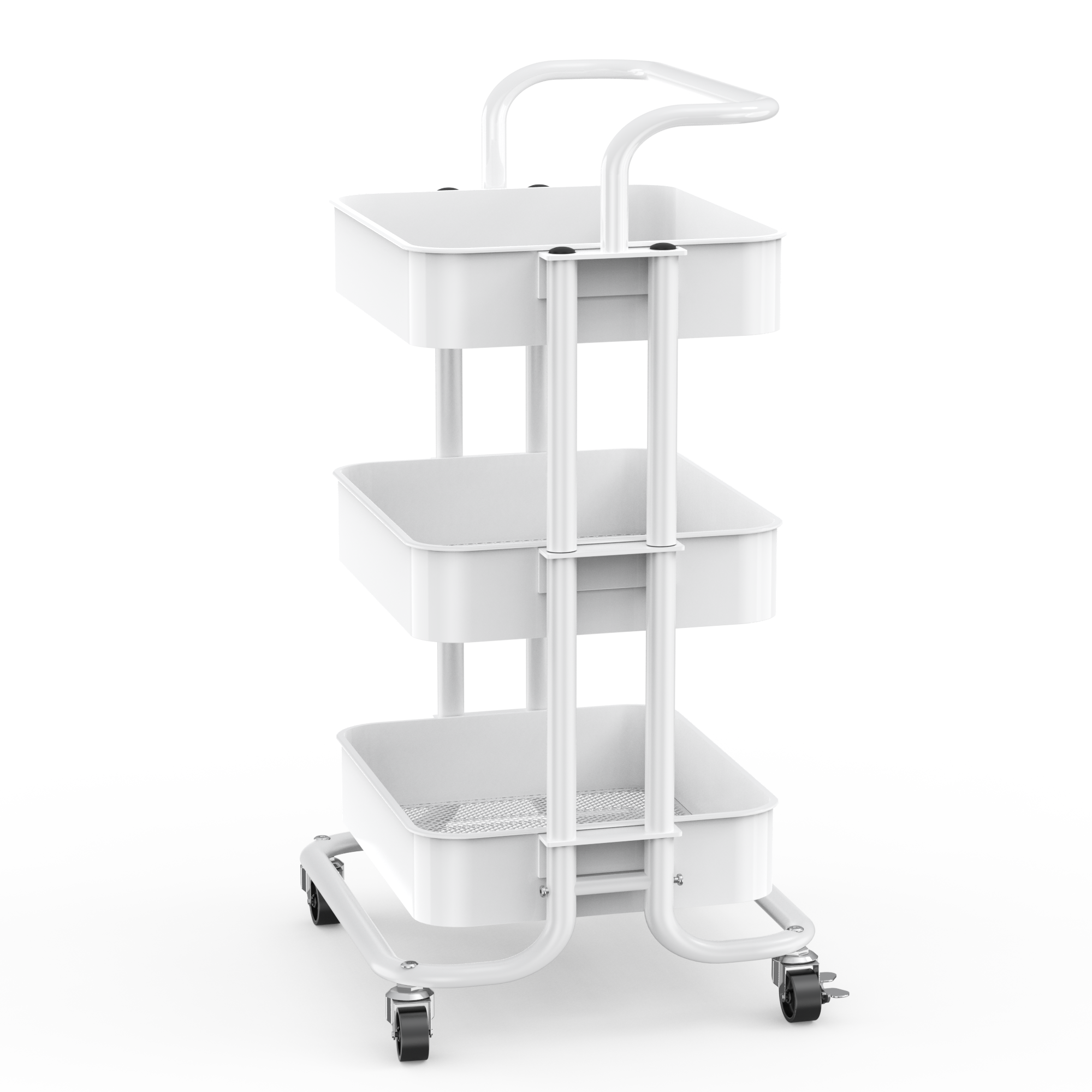 FUNKOL 3-Tier White Metal Rolling Storage Utility Cart with Wheels and  Handles Heavy Duty Craft Cart FNCARTwmq35W - The Home Depot