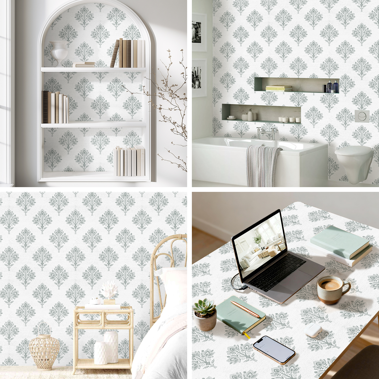 thumbnail video image 2 of DAZLUTE Wallpaper Peel and Stick Green Floral Contact Paper Self Adhesive Wallpaper for Home Walls 17.7"x118", 2 of 8