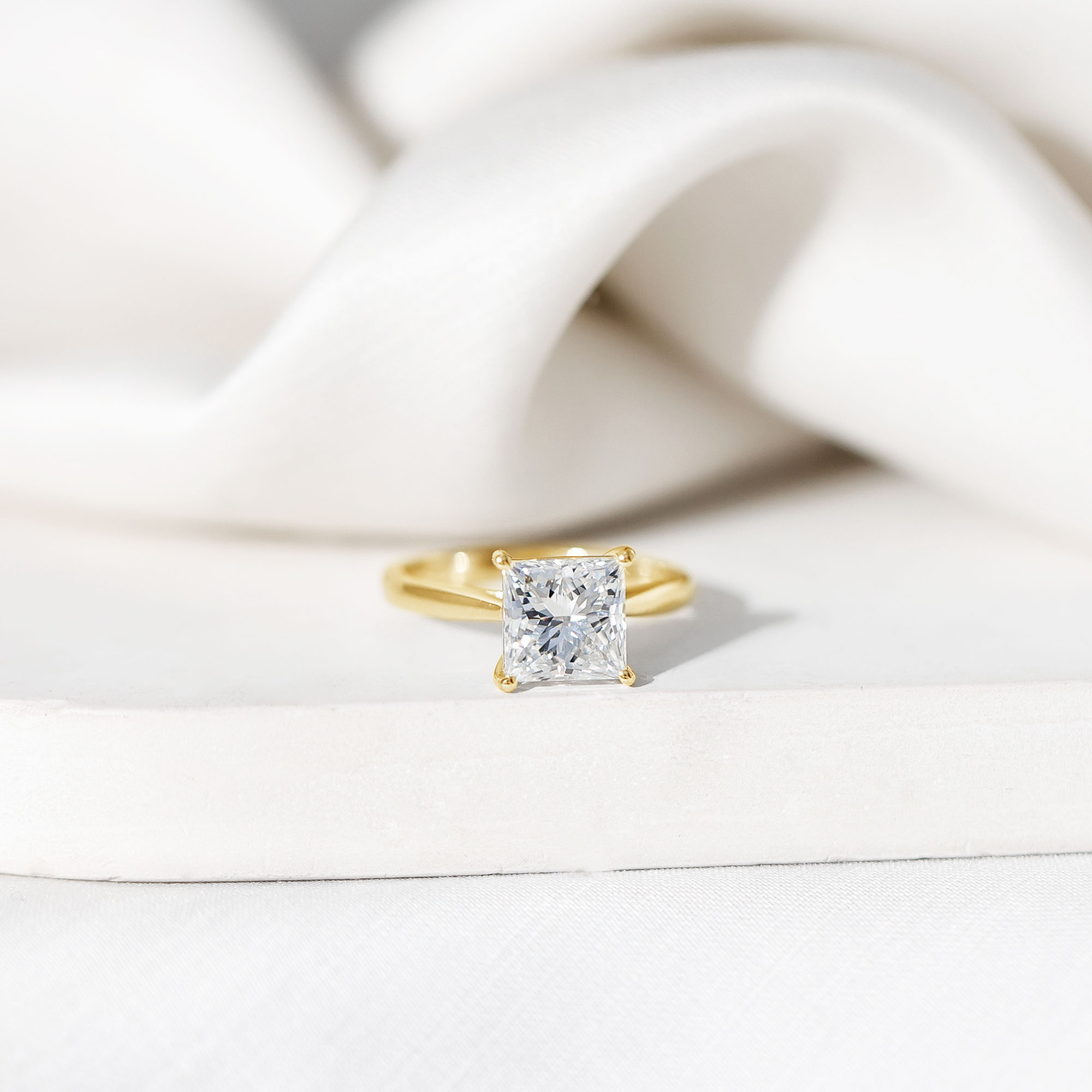 thumbnail video image 2 of Rosec Jewels IGI Certified Lab Grown Diamond Solitaire Engagement Ring 3 Carat (E-VS1 Quality) - Princess Cut Diamond Ring, 10K Yellow Gold, US 8.00, 2 of 9