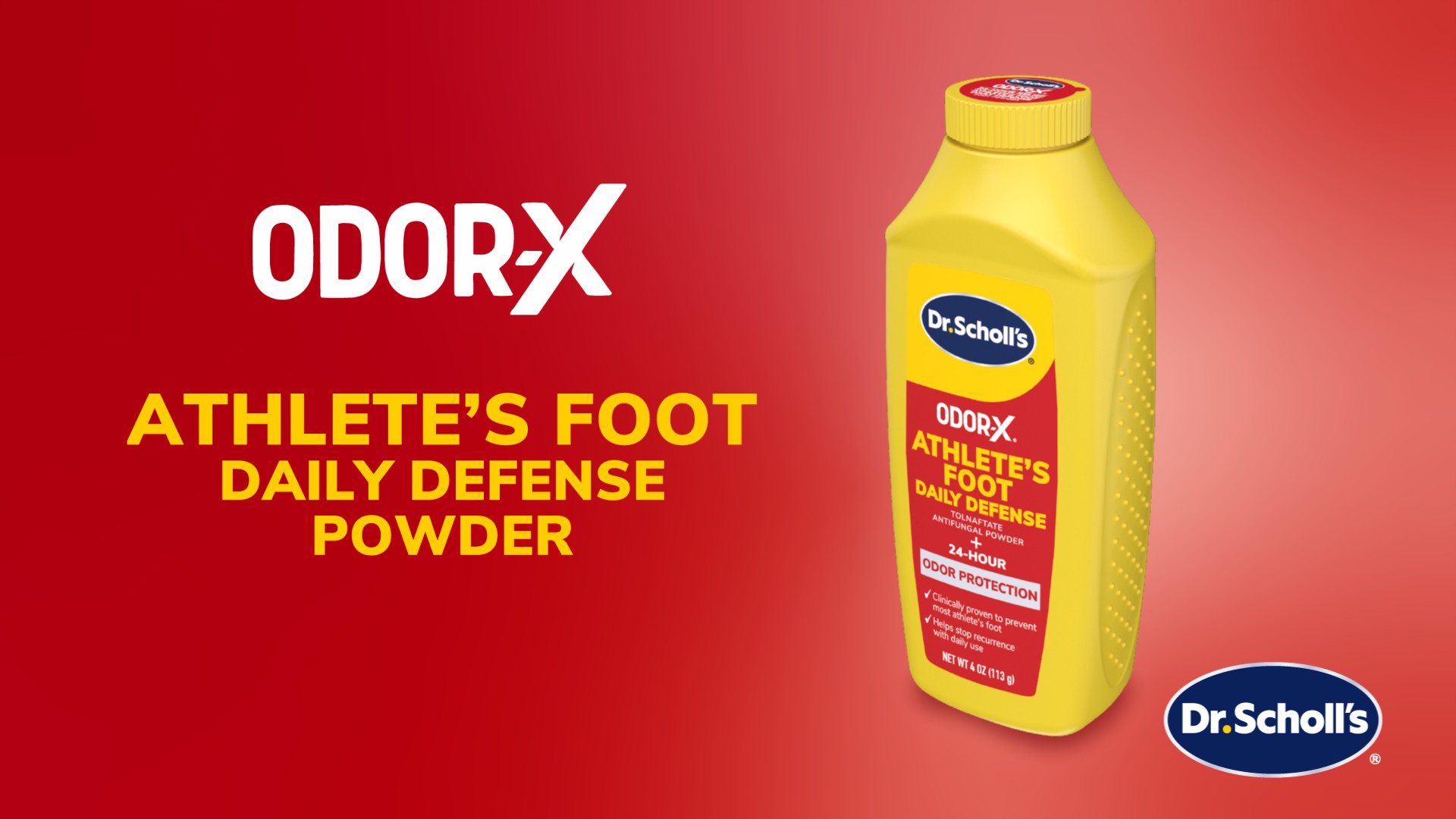 thumbnail video image 2 of Dr. Scholl’s Odor-X Athlete’s Foot Daily Defense Powder, 24-Hour Odor Protection, Itch Relief, 2 of 10