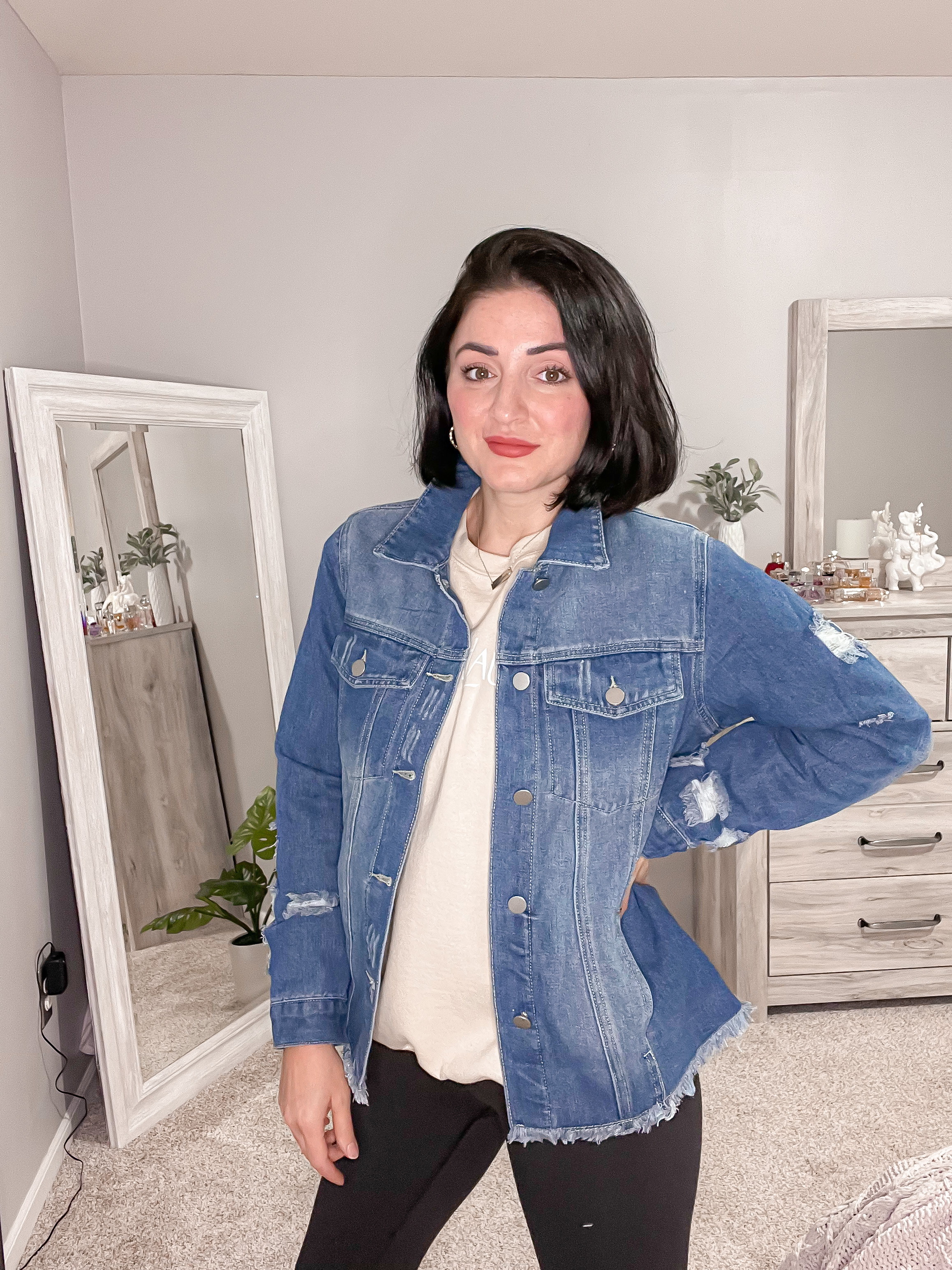 thumbnail video image 2 of Necooer Women's Jean Jacket Distressed Washed Button Up Boyfriend Denim Jacket Coat With Pockets(blue,small), 2 of 8