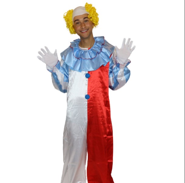 thumbnail video image 2 of HPO| Adult Men's Dammy Clown Jumpsuit Costume | Non-flammable Synthetic Fabric, 2 of 6