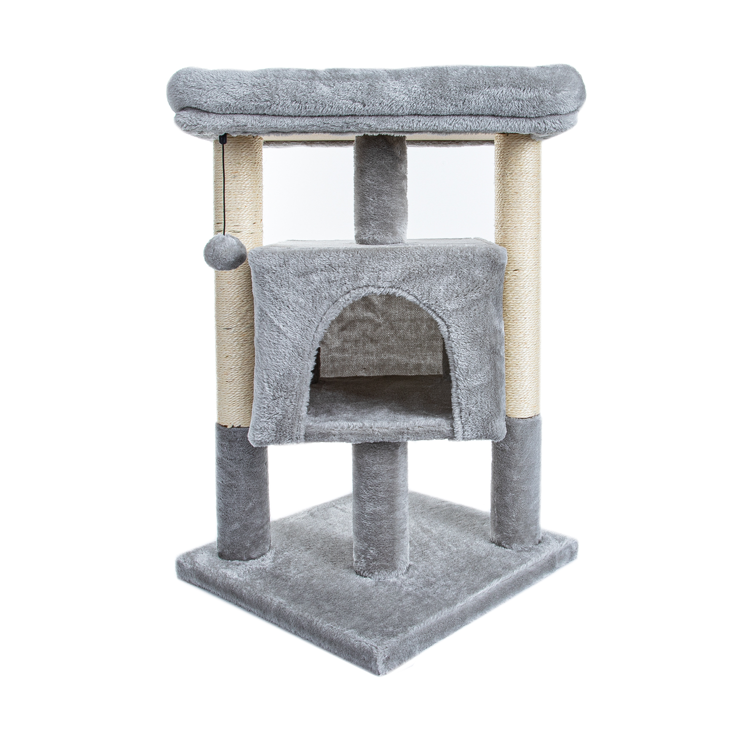 thumbnail video image 2 of Pefilos 29" Cat Tree Tower for Indoor Cats Cat Condo with Sisal Scratching Posts, Plush Perch, Cat Bed Furniture, Beige, 2 of 16