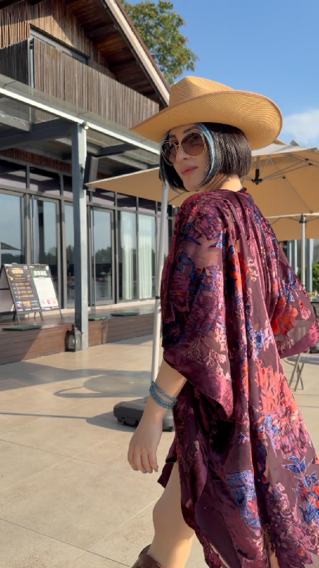 thumbnail video image 2 of WeHello-Women's Coverups Burnt-out Velvet Cardigan Casual Outfit Long Cover Up Velvet Kimono（JYPF-34）, 2 of 20
