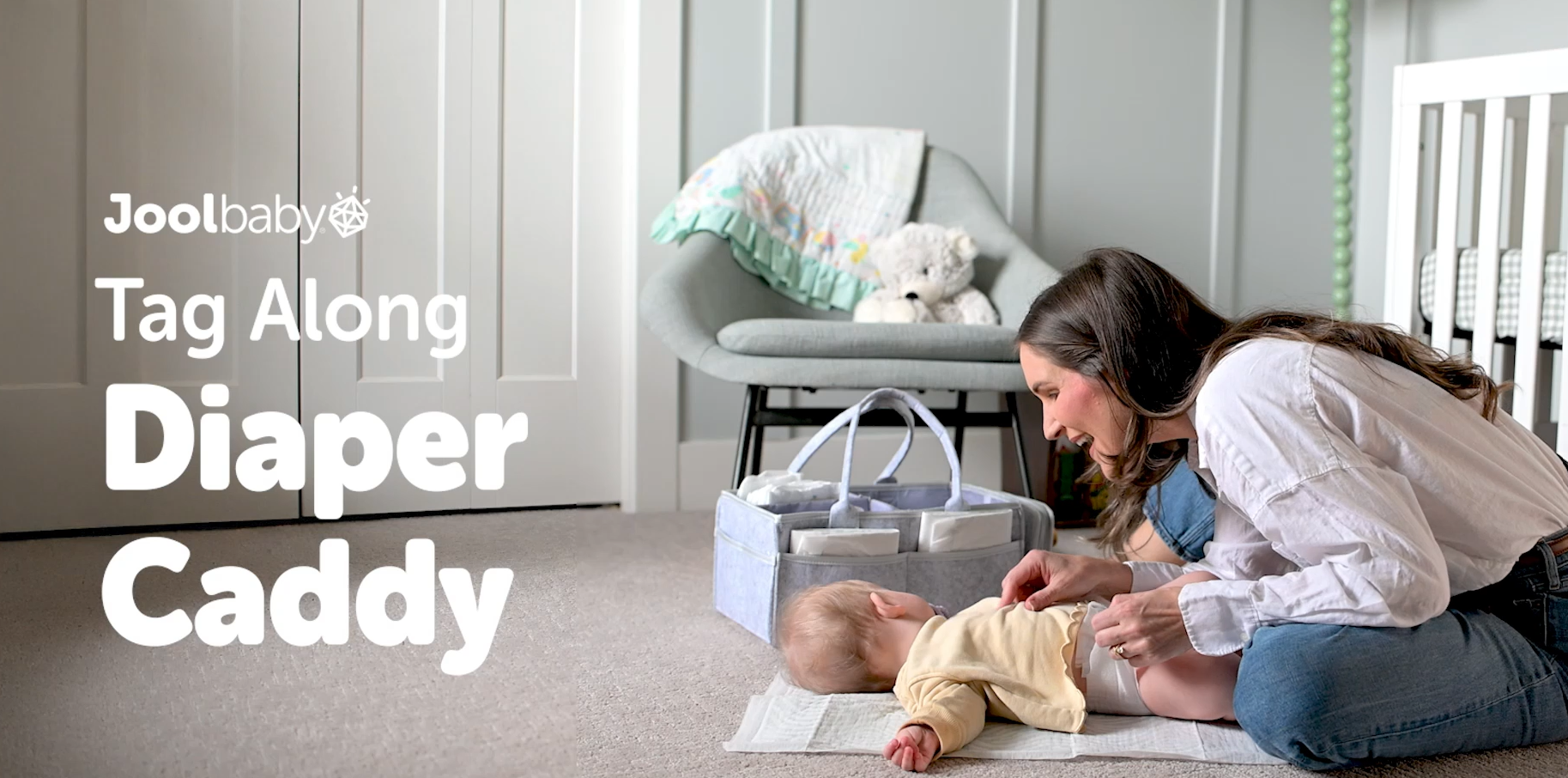 thumbnail video image 2 of Jool Baby Tag-Along Diaper Caddy Organizer, 2 of 9
