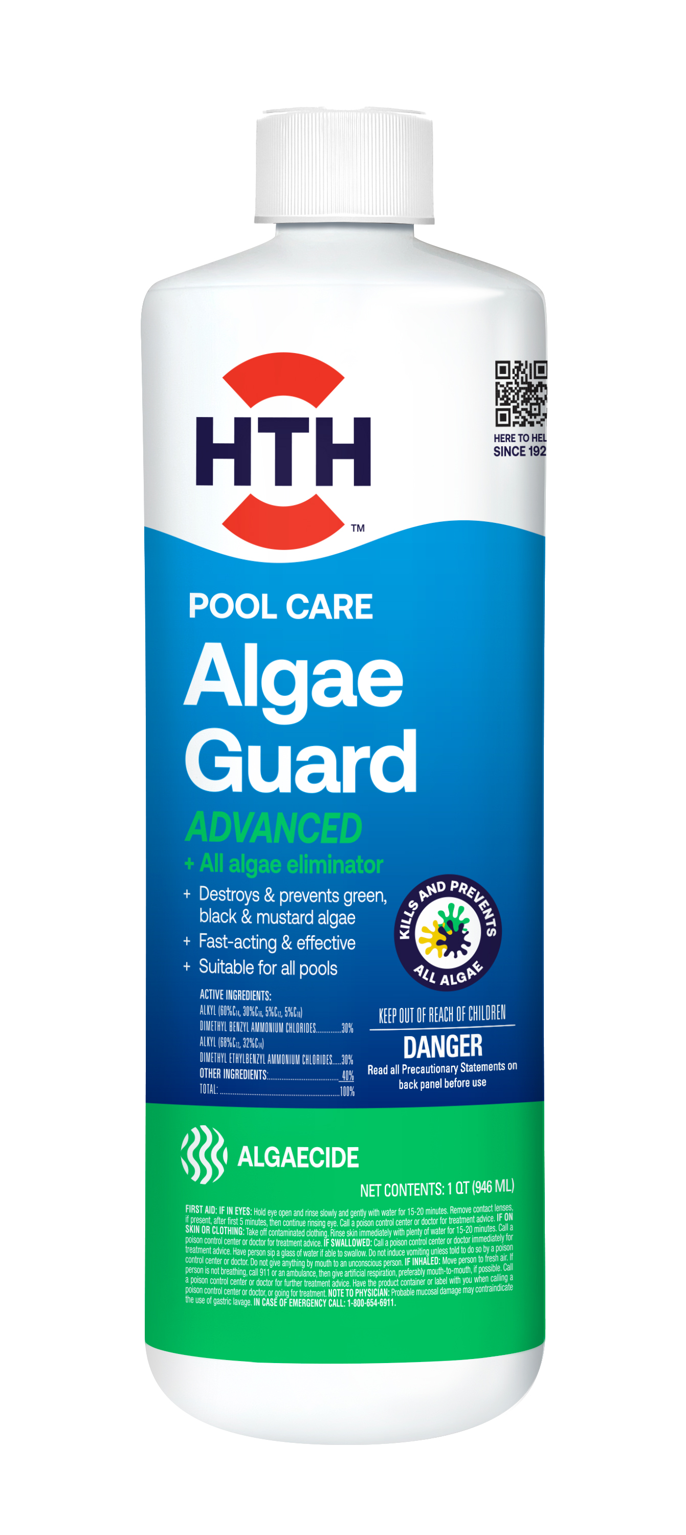 thumbnail video image 2 of HTH Algae Guard Advanced — Liquid, 28 fl oz — Pool Algaecide Compatible with All Pool Types, 2 of 9