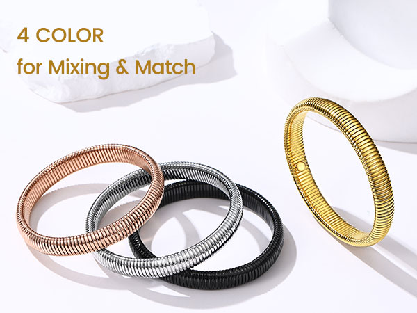 thumbnail video image 2 of KeyStyle 18K Gold Plated Bangle Bracelets for Women, Adjustable Stretch Twist Bracelets Birthday Jewelry Anniversary Valentine's Day Gift for Wife Girlfriend, 2 of 10