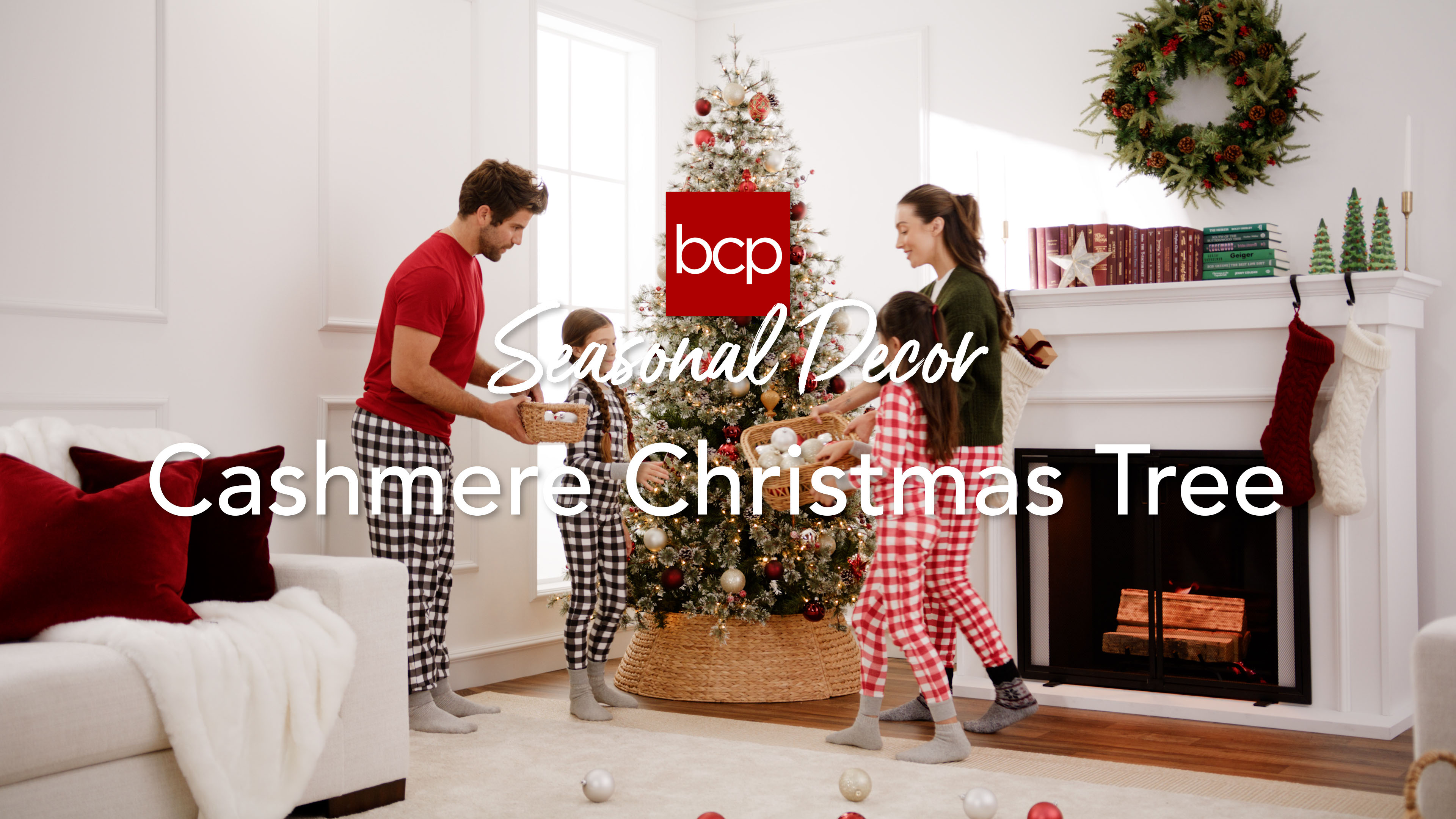 thumbnail video image 2 of Best Choice Products 7.5ft Pre-Lit Cashmere Christmas Tree, Premium Semi-Flocked Pre-Decorated Artificial Holiday Decor, 2 of 9