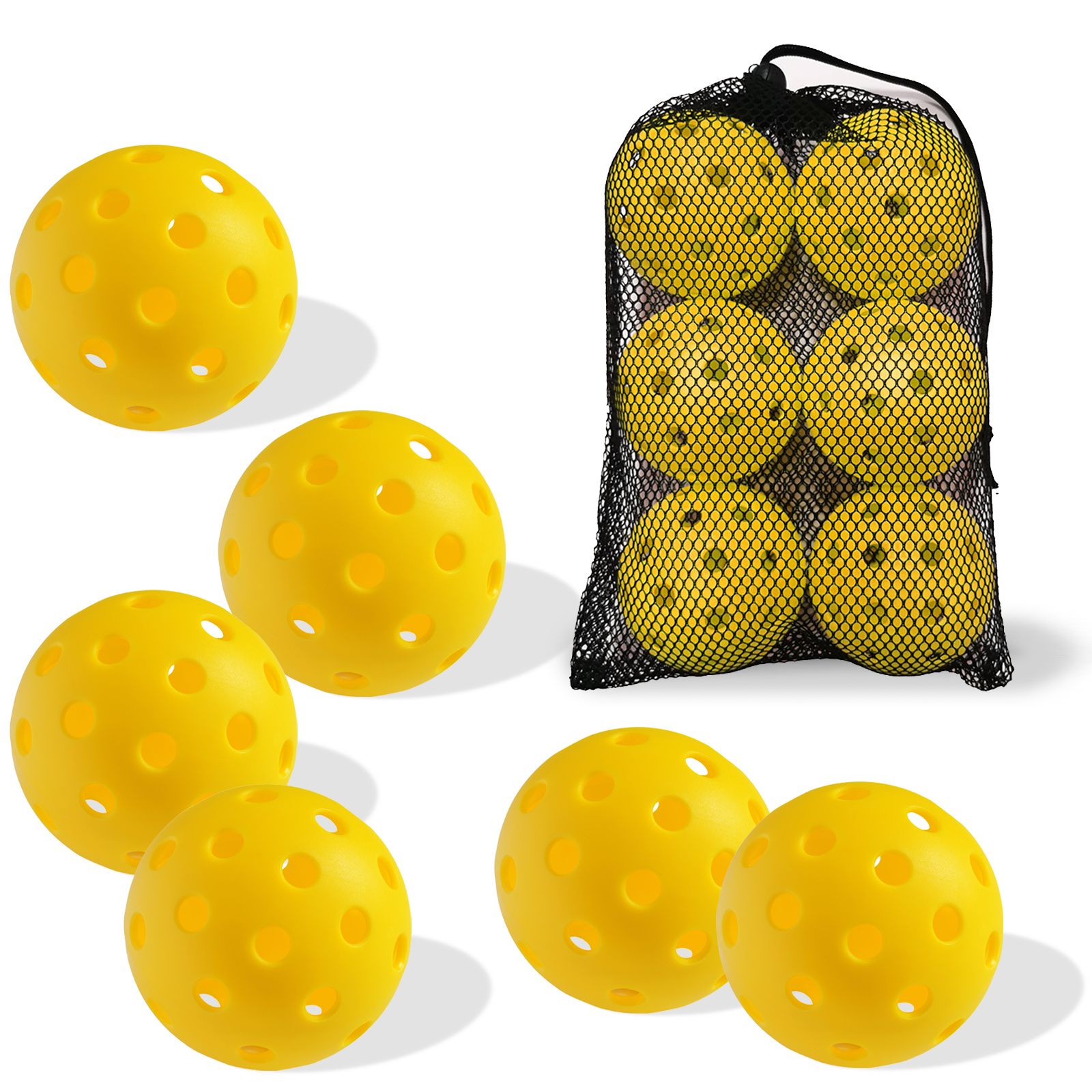 thumbnail video image 2 of Lockways 6-Pack Pickleball Balls – 40-Hole Indoor/Outdoor with Bag, Balanced High Bounce, for Tournament Play, 2 of 8