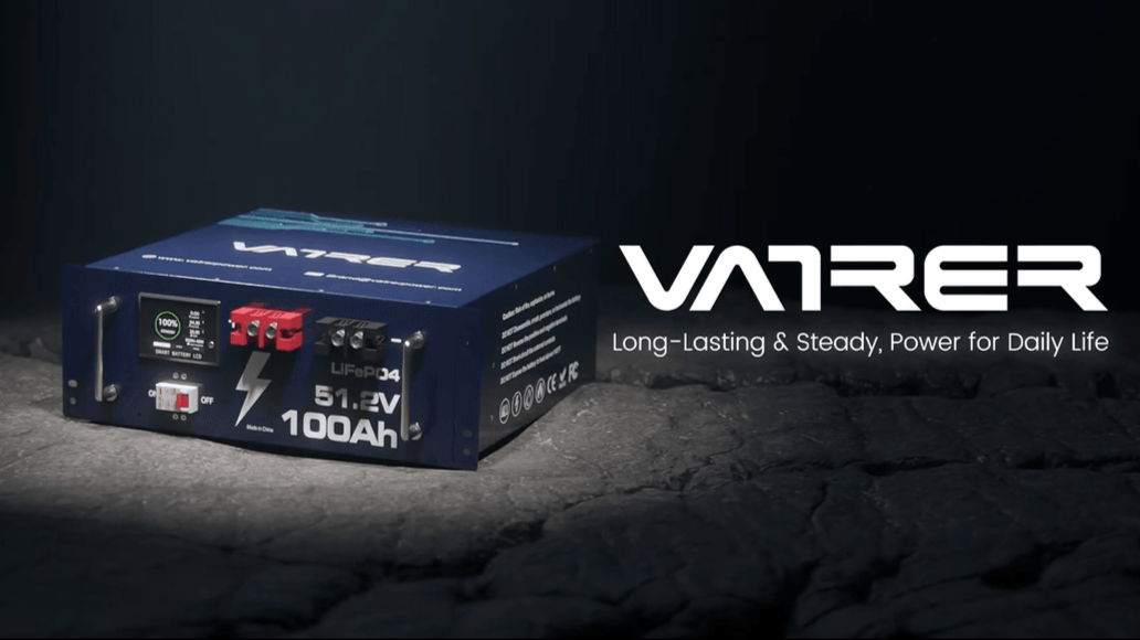 thumbnail video image 2 of 48V 100AH Lithium LiFePO4 Battery, Built-in 100A BMS, with Touchable Smart Display & Mobile APP, Max. 4800W Power Output, 5000+ Cycles, Perfect for Solar System &Off-Grid Applications, 2 of 8