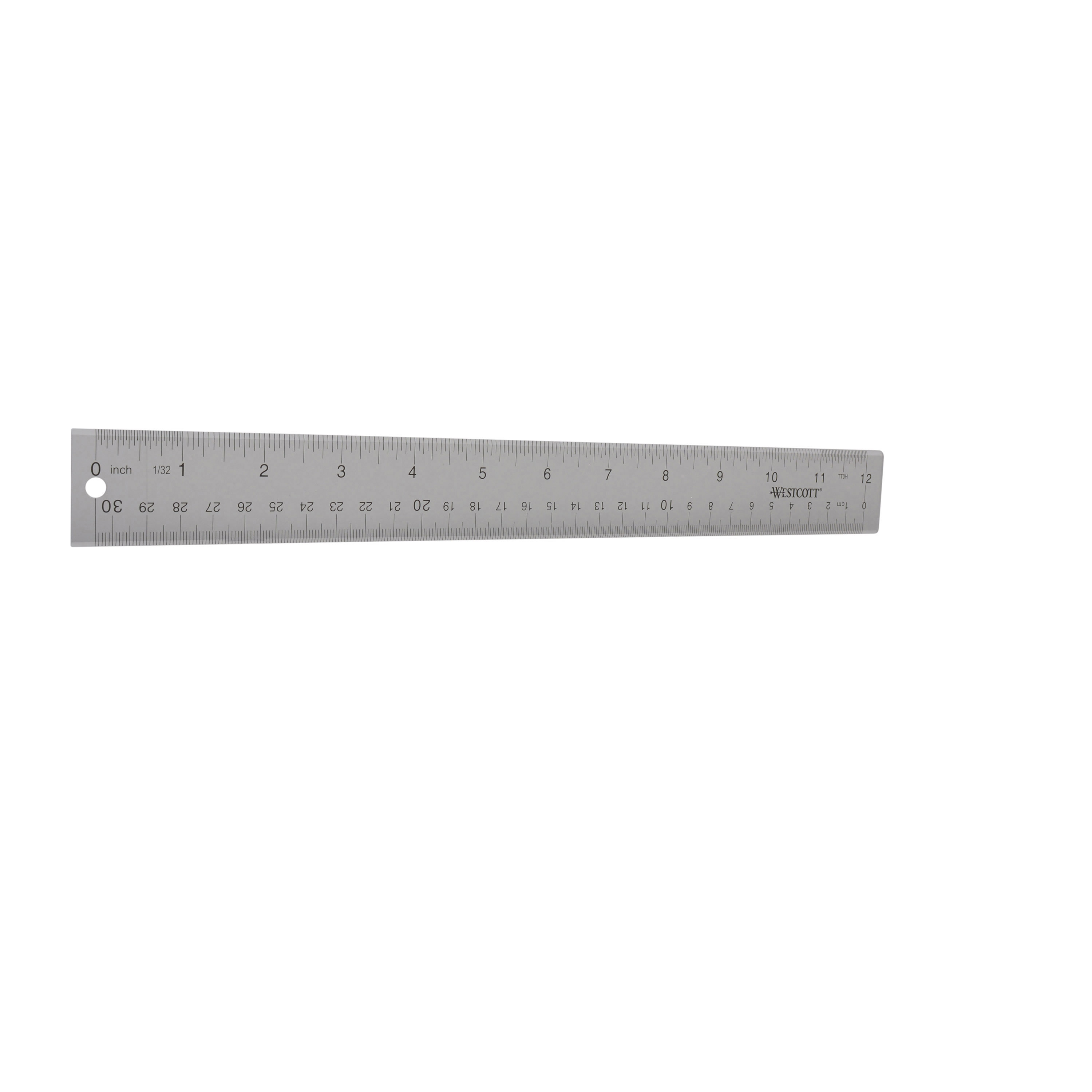 Westcott 12/300mm Raised Grip Aluminium Ruler with Metric and Imperial  Scale - Silver