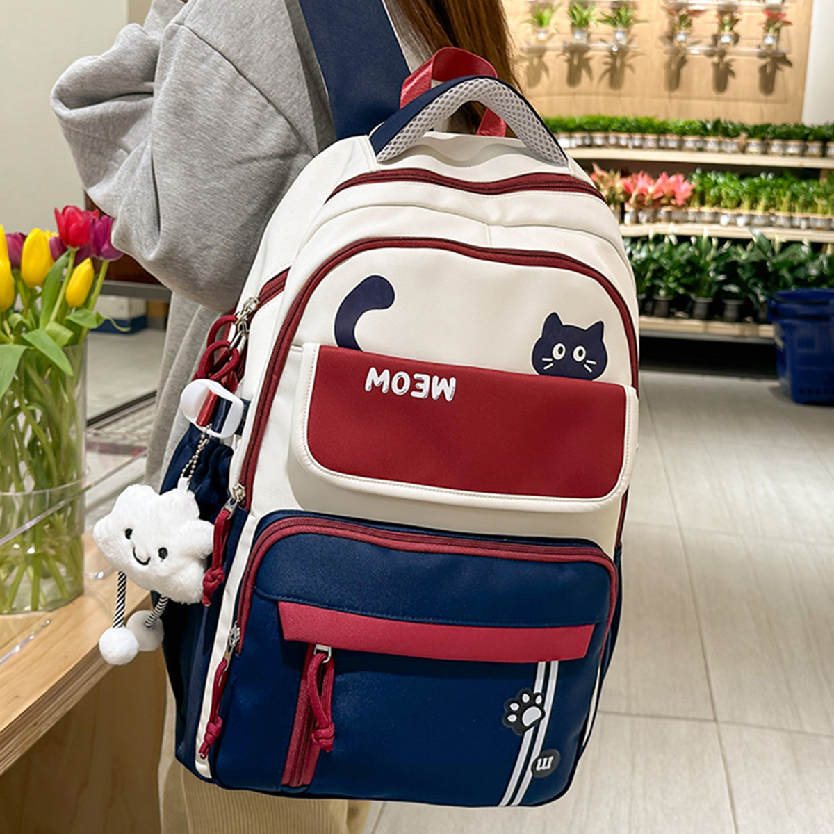 thumbnail video image 2 of 18 In Cute Cat  Backpack For Boys Girls , Waterproof Travel Laptop Daypack Bag Bookbags, 2 of 11