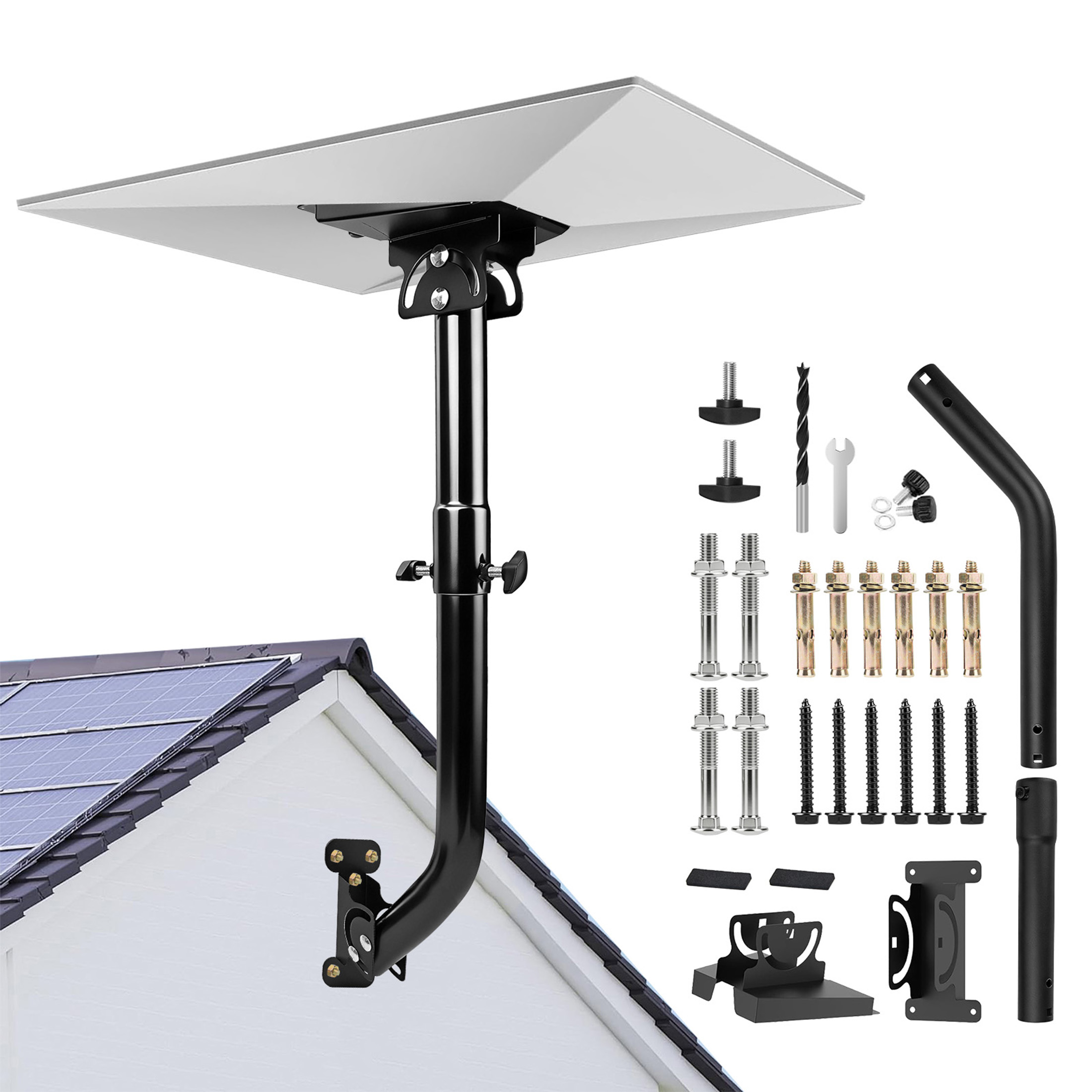 thumbnail video image 2 of Starlink Gen 3 Mount, EEEkit 360° Adjustable Metal Roof Wall Mount Bracket Compatible with Gen 3 Starlink Internet Kit Satellite, 2 of 8