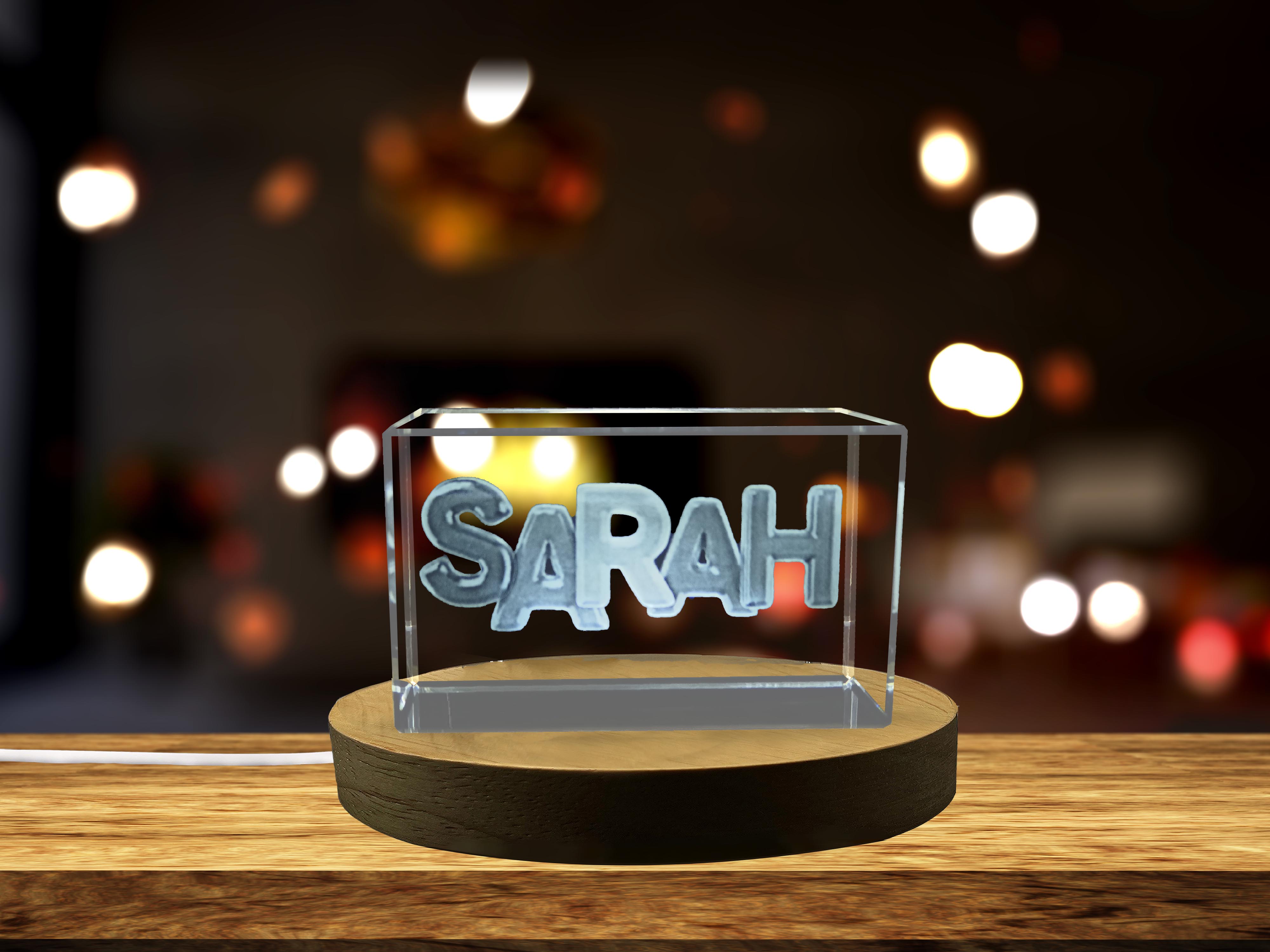 thumbnail video image 2 of Sarah | Names Art 3D Engraved Crystal, 2 of 7