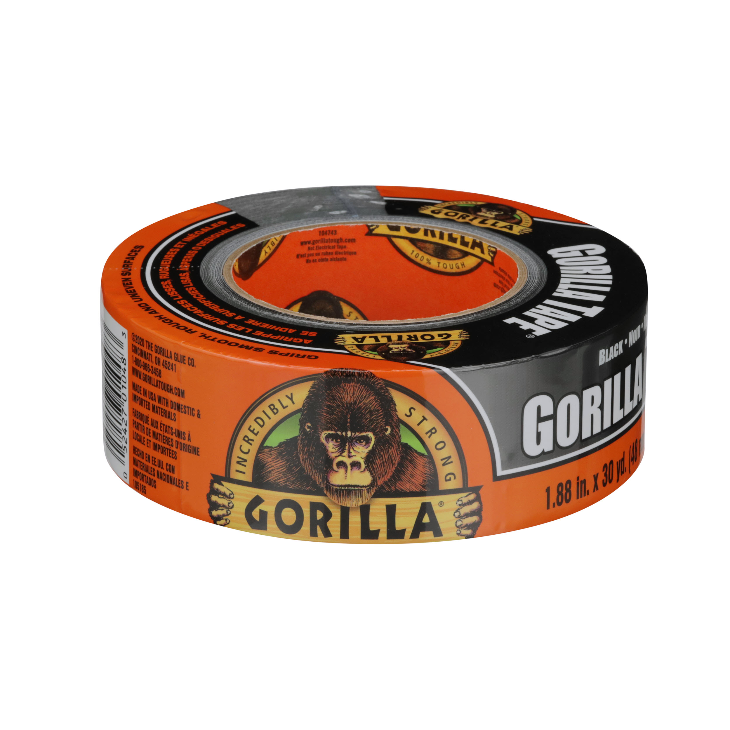 Gorilla 30 Yard Black Tough Duct Tape Single Roll, Pack of 1 