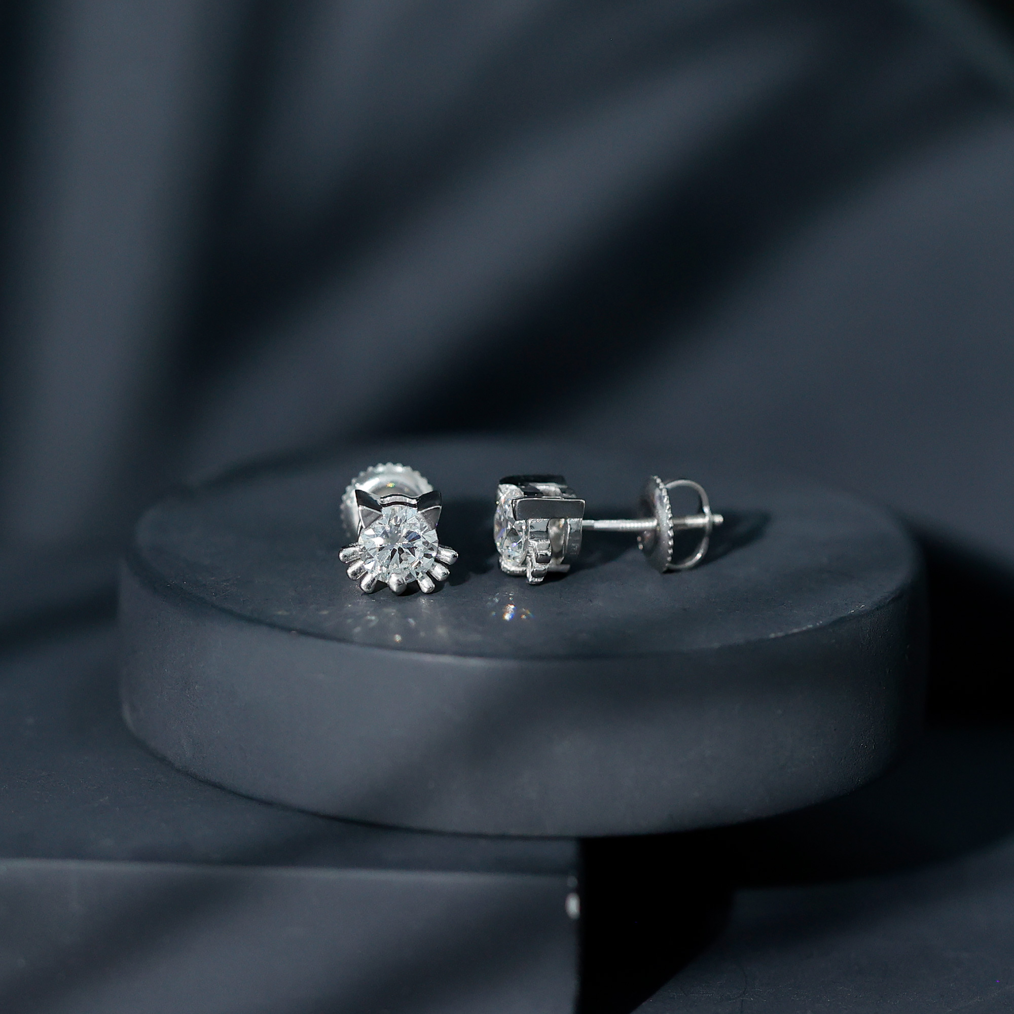 thumbnail video image 2 of Rosec Jewels Lab Grown Diamond Cat Stud Earrings - Hello Kitty Earrings with Screw on Backs, 18K White Gold, 2 of 9