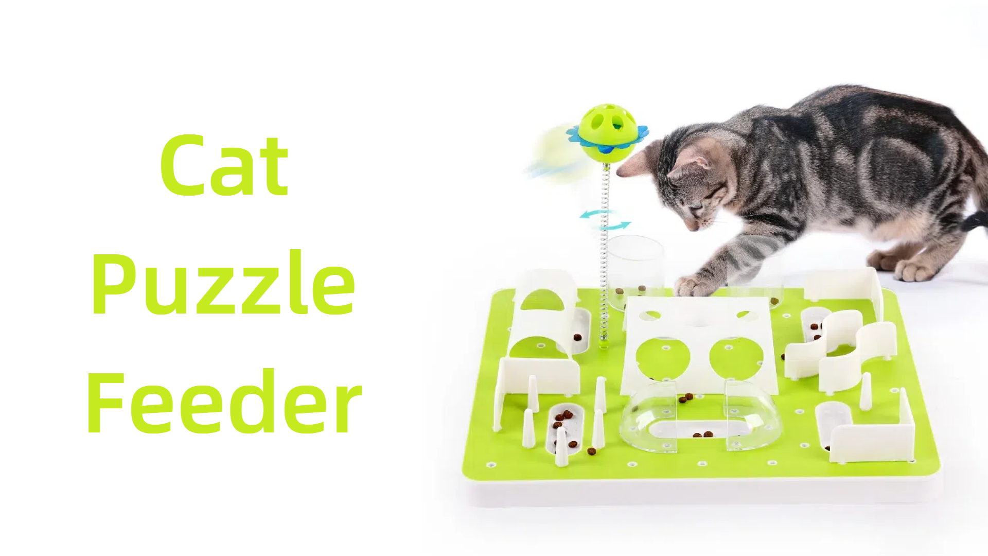 thumbnail video image 2 of All For Paws Interactive Cat Puzzle Feeder Toy, Kitty Slow Puzzle Feeding Toy for Mental Stimulation & IQ Training, Maze with Ball, 2 of 8