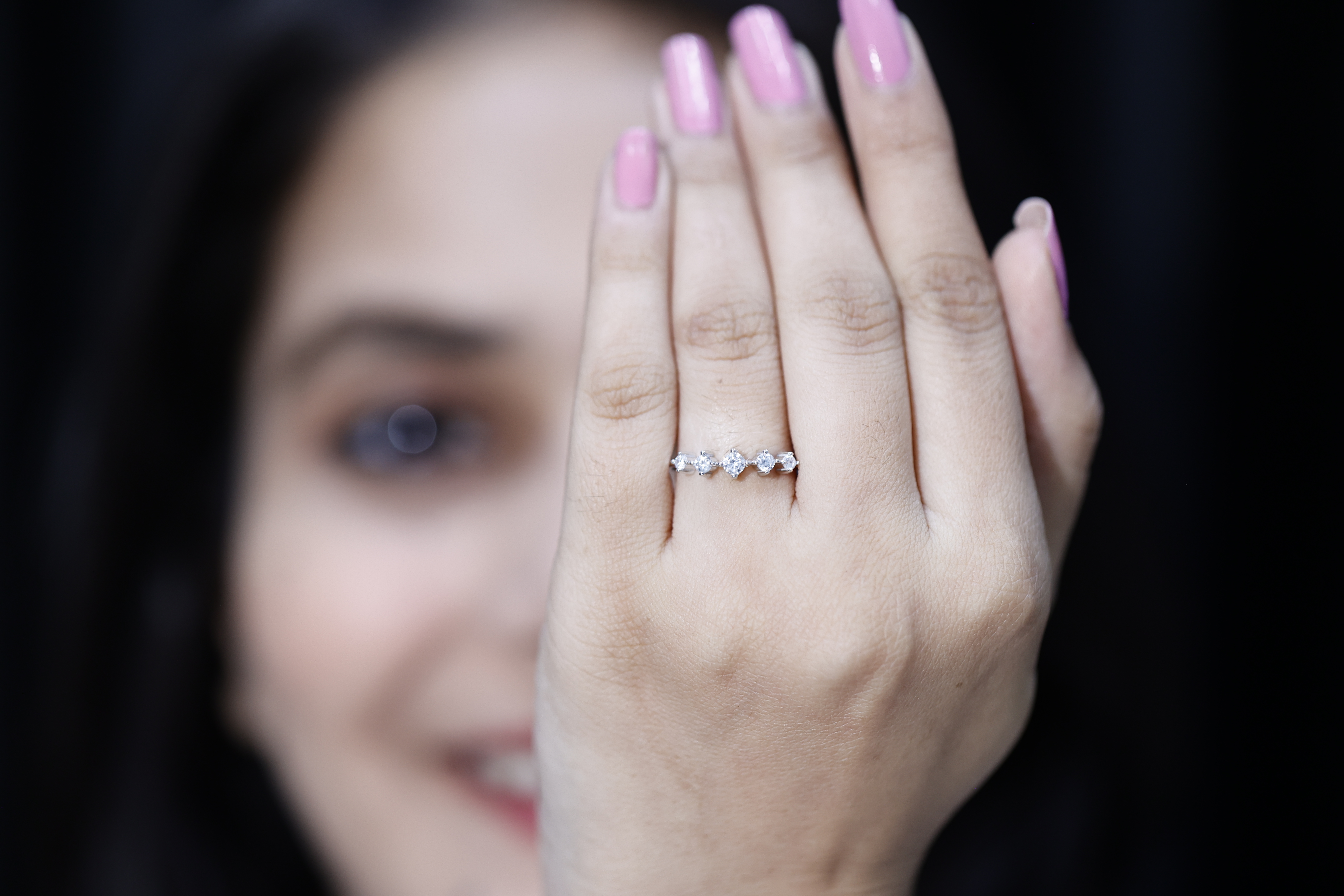 thumbnail video image 2 of Rosec Jewels Certified Lab Grown Diamond Promise Ring for Women - EF-VS Grade - 5 Stone Diamond Stackable Ring - with Jewelry Box, 925 Sterling Silver, US 4.00, 2 of 7