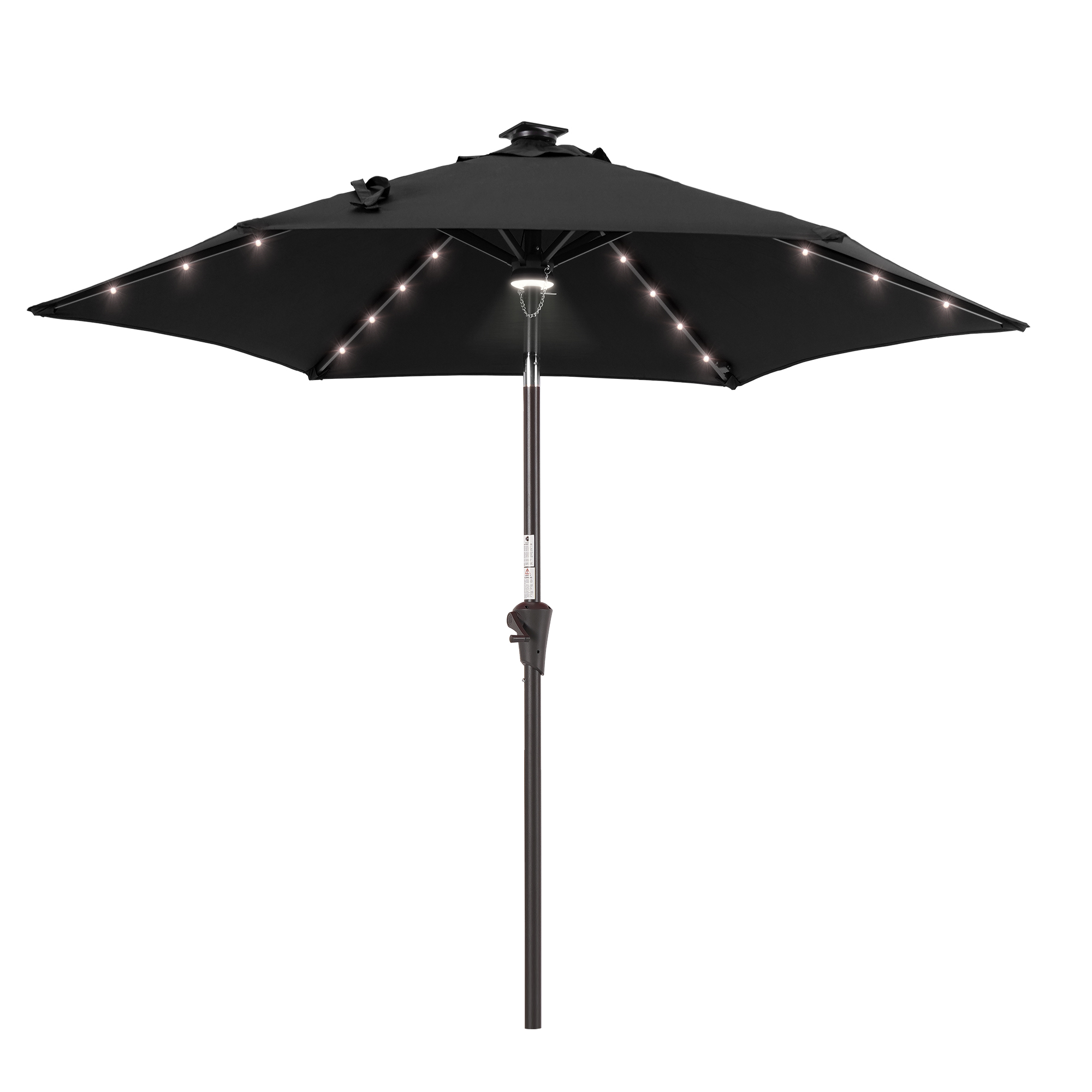 thumbnail video image 2 of ACEGOSES 7.5ft LED Solar Outdoor Patio Market Table Umbrella with Polyester Canopy for Garden,Yard and Poolside,Black, 2 of 9