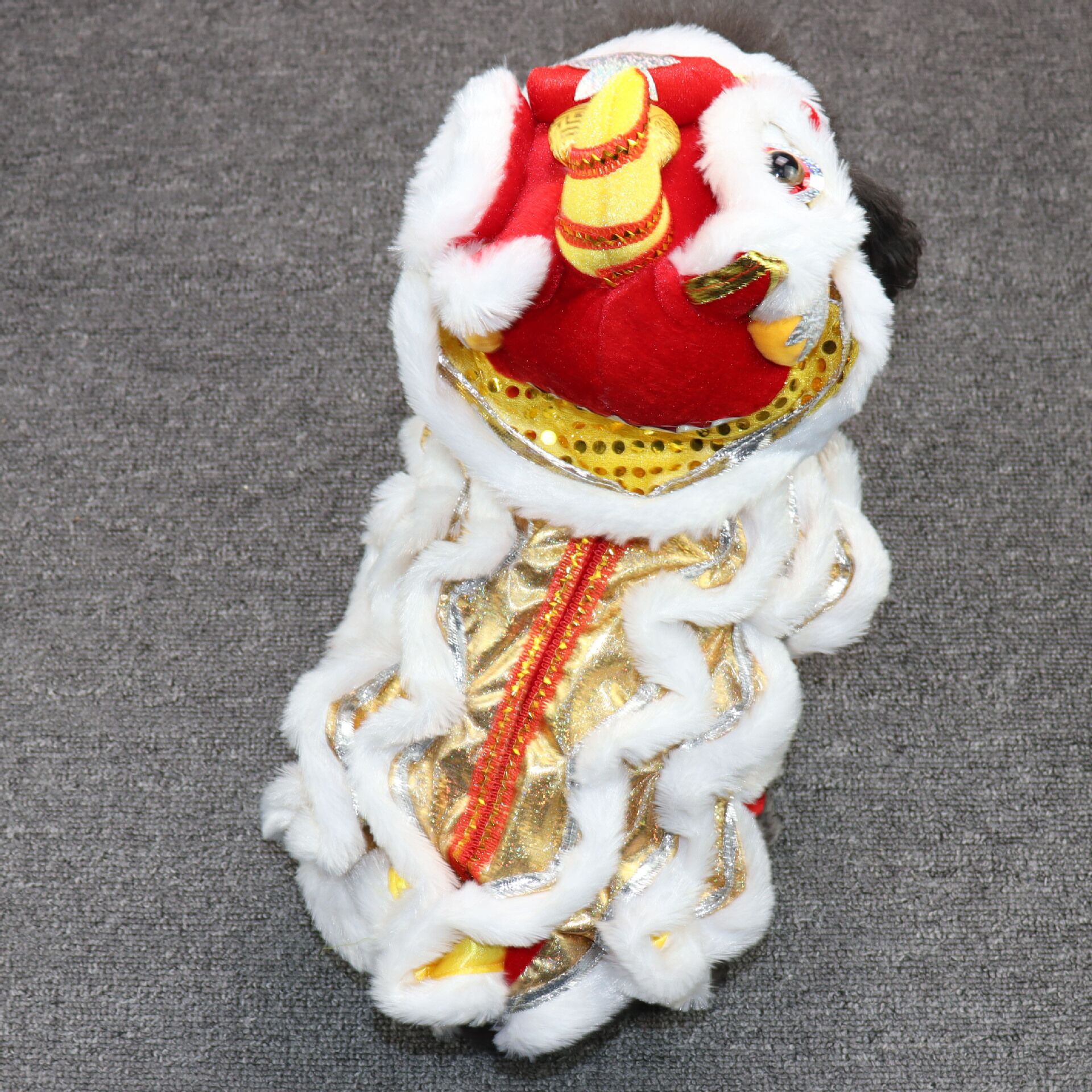 thumbnail video image 2 of Cute Lion Dog Costume with Beast Horn for Halloween Chinese New Year - Pet Clothes for Small Medium Dogs - Lion Dragon Dance Clothing for Halloween, Christmas and Cosplay, 2 of 8