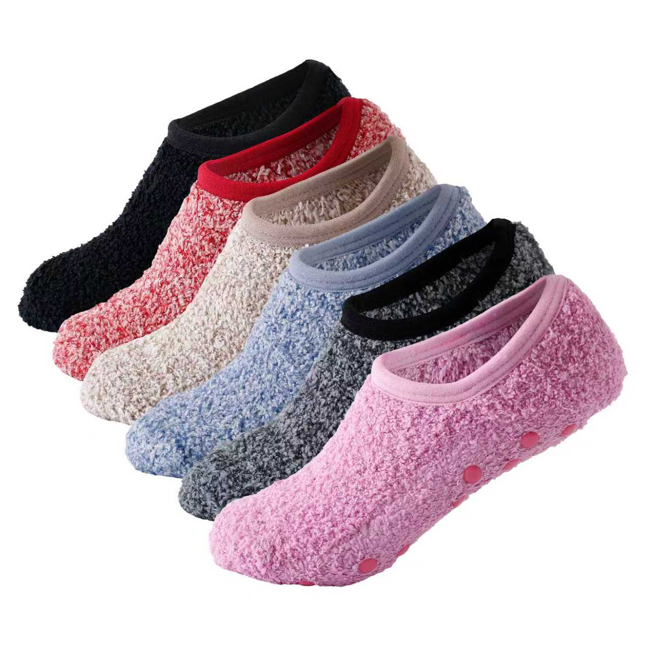 thumbnail video image 2 of Fuzzy Socks with Grips Plush Sleep Cozy Winter Soft Hospital Fluffy Socks Gifts for Womens Gifts, 2 of 11
