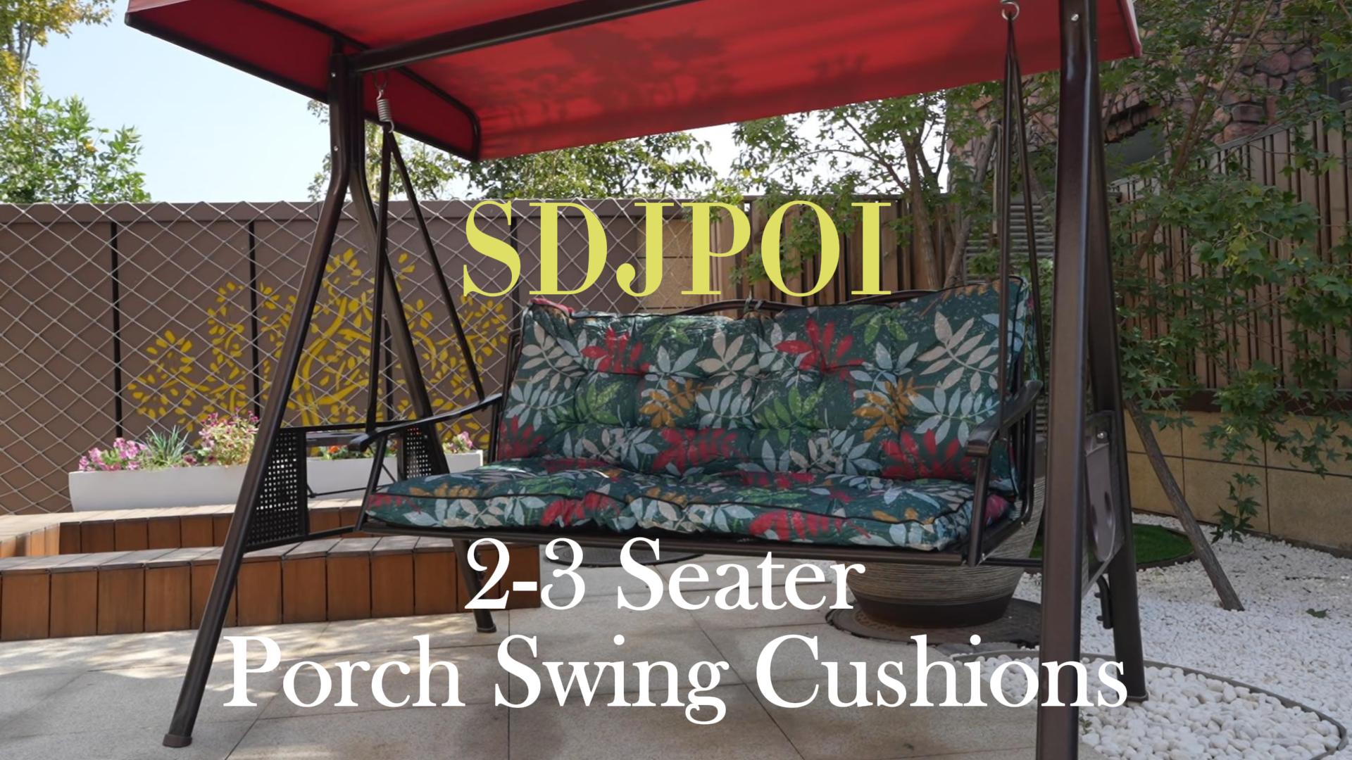 thumbnail video image 2 of SDJPOI 2-3 Seater Porch Swing Replacement Cushion, Thicken 4" Waterproof Outdoor Bench Cushions with Backrest for Outdoor Furniture ( dark gray，70in*40in）, 2 of 7