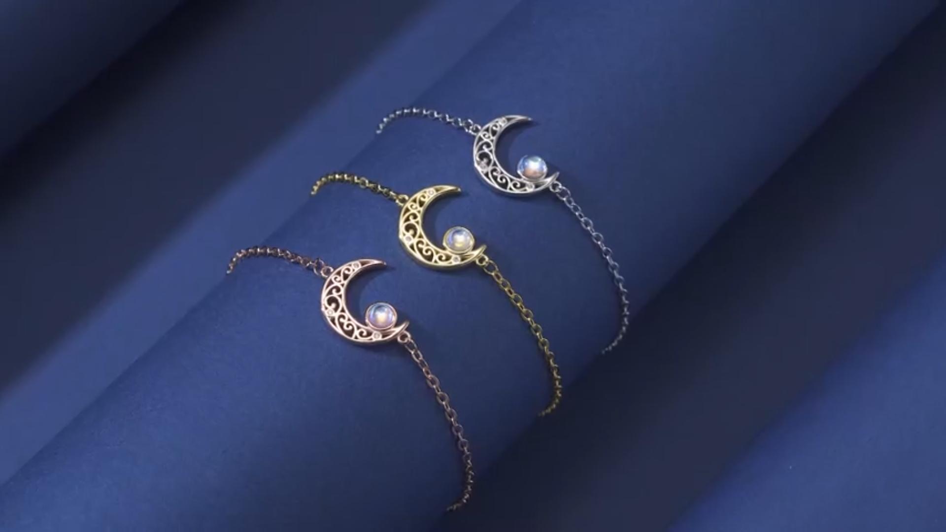 thumbnail video image 2 of Coachuhhar Moon Bracelet for Women 925 Sterling Sliver Moonstone Moon Bracelet Celtic Moon Jewelry Gifts for Girls Birthday, 2 of 7