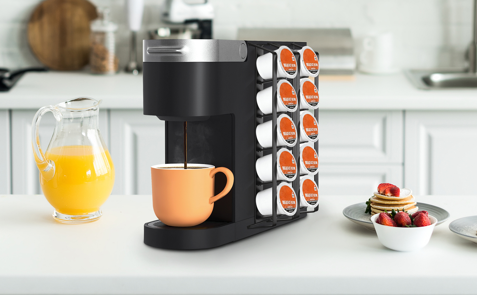 thumbnail video image 2 of KES 5 CapacitySide Mount Coffee Pod Holder Adhesives, 2 Pack,  Matte Black, 2 of 11