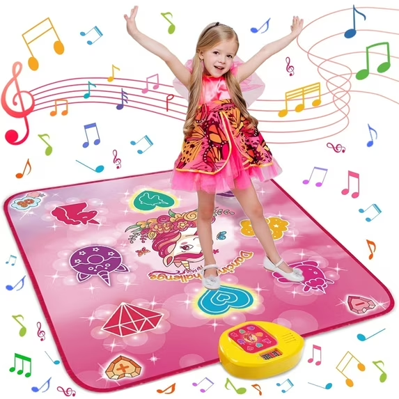 thumbnail video image 2 of Sunforu Unicorn Dance Mat Toys for 3-12 Year Old Girls, 6 Game Modes Educational Musical Dance Pad,Christmas Birthday Gifts for Kids, 2 of 7